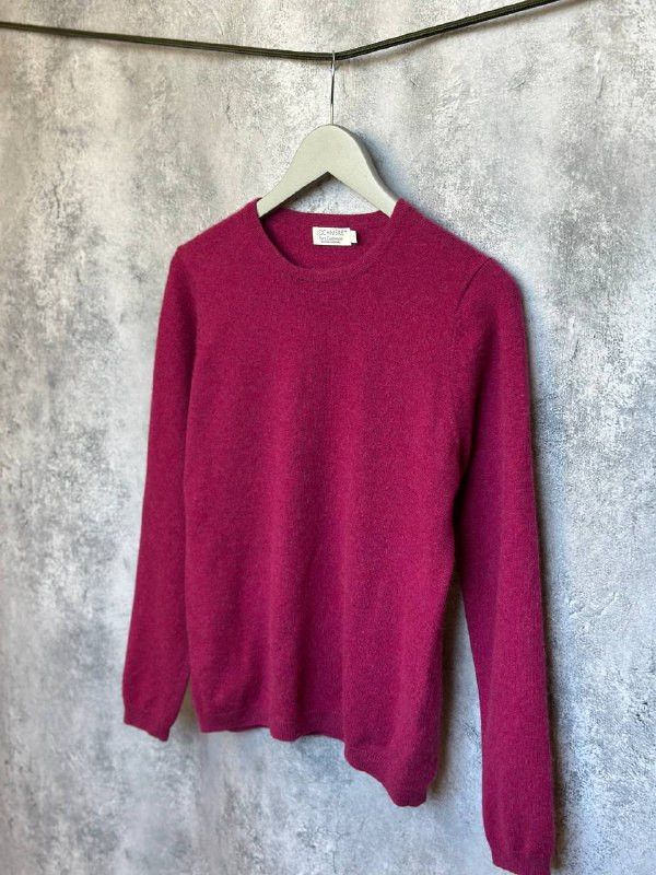 Designer Lochmere Cashmere Sweater Crew Neck Magenta Color Jumper Size M / US 6-8 / IT 42-44 - 2 Thumbnail