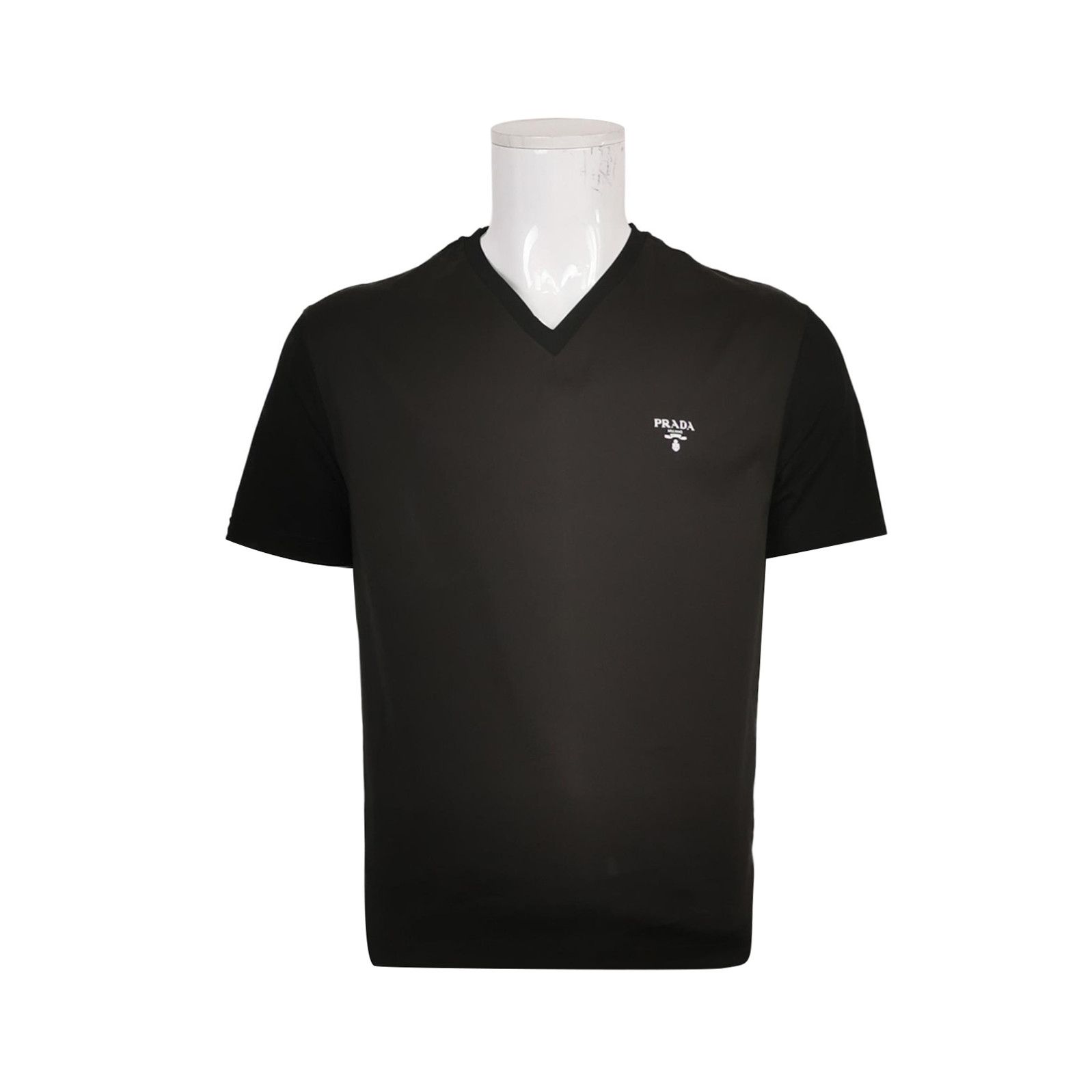 Prada Prada Logo V-Neck Cotton T-Shirt in Medium 0089 Size M / US 6-8 / IT 42-44 - 1 Thumbnail