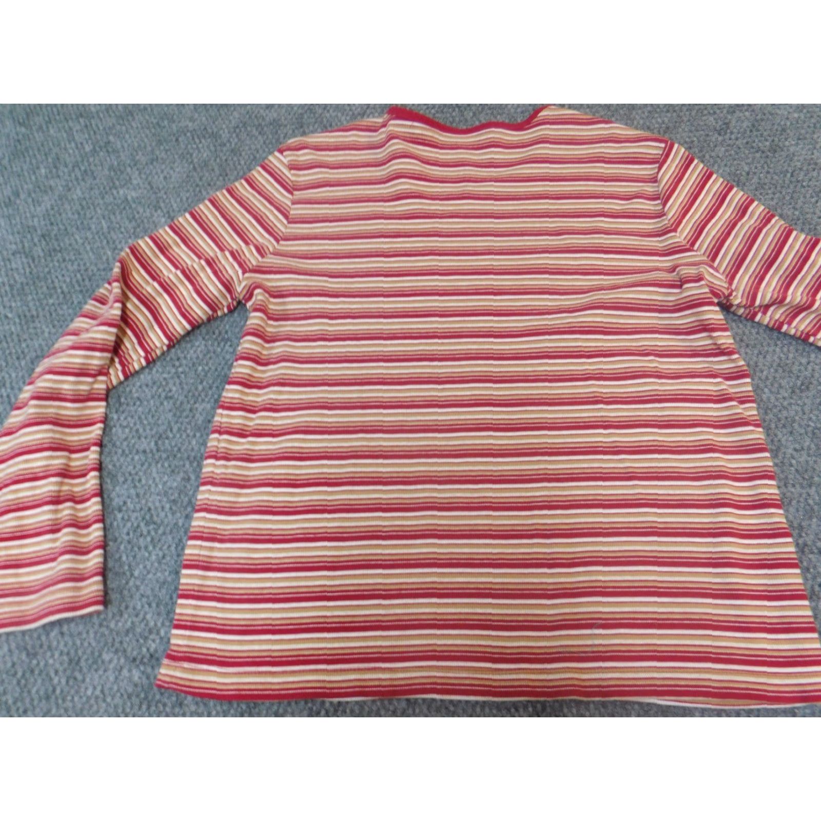 Vintage Bobbie Brooks Womens Sweater L Pullover V-Neck Red Striped Knit Acrylic Regular All Seasons Size L / US 10 / IT 46 - 7 Thumbnail