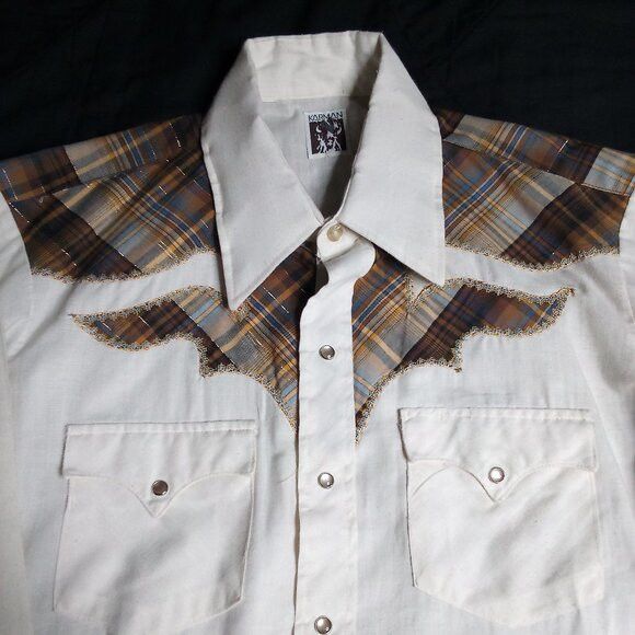 Other Vintage Karman Plaid Trim Western Button Shirt Size US XL / EU 56 / 4 - 1 Thumbnail