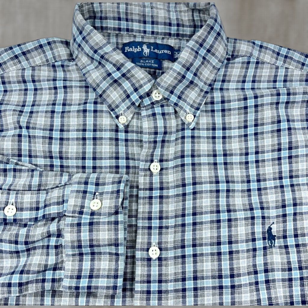 Ralph Lauren Ralph Lauren Shirt Men XL Blue Gray Plaid Button-Up Flannel Tartan Blake Soft Mens Size US XL / EU 56 / 4 - 1 Thumbnail