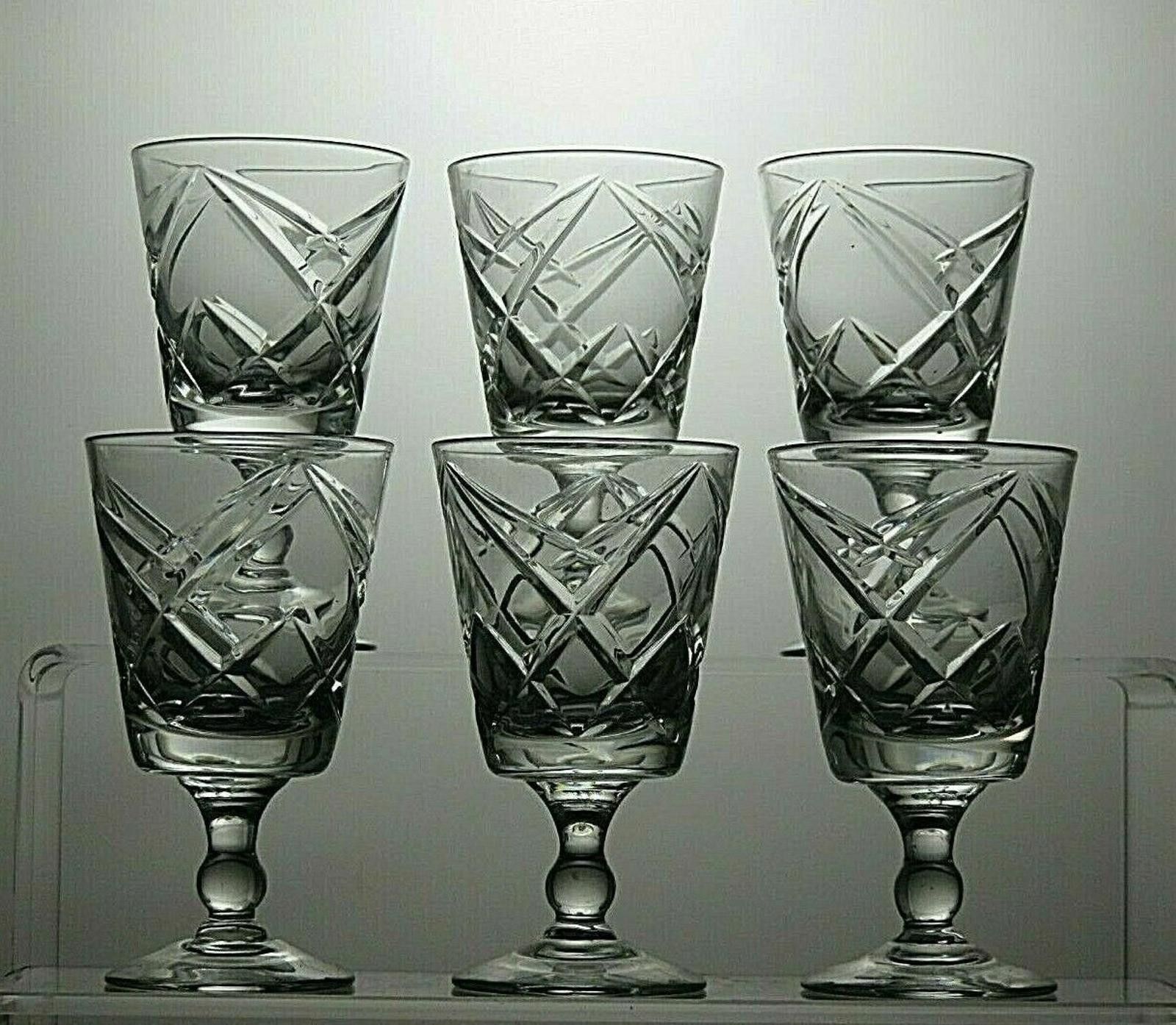 The Unbranded Brand Beautifully Design Cut Glass Crystal Set Of 6 Sherry 3 3/4" Size ONE SIZE - 2 Thumbnail
