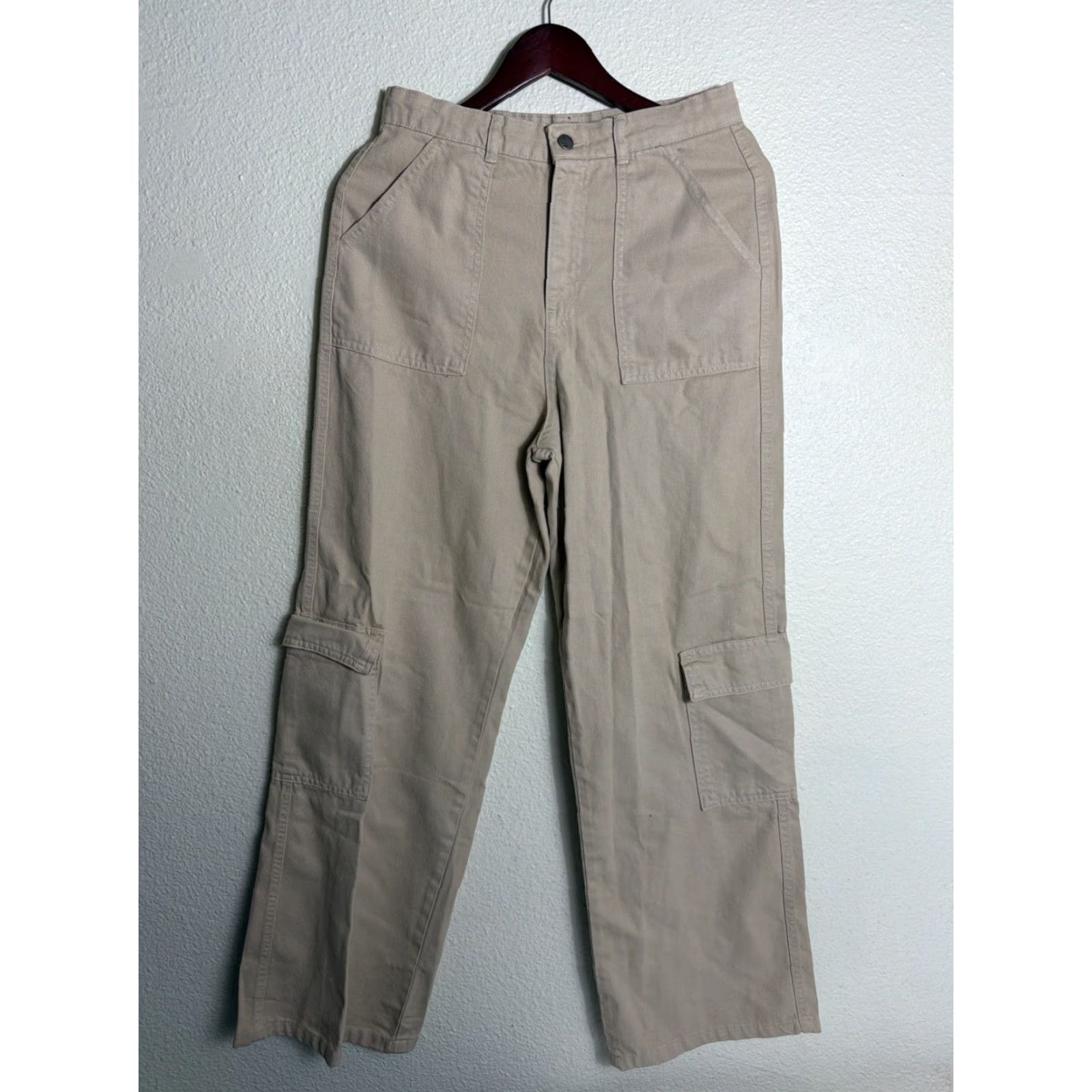PrettyLittleThing PRETTYLITTLETHING Pants Women 4P Petite Beige Cargo Baggy Wide-Leg Size 27" / US 4 / IT 40 - 2 Thumbnail
