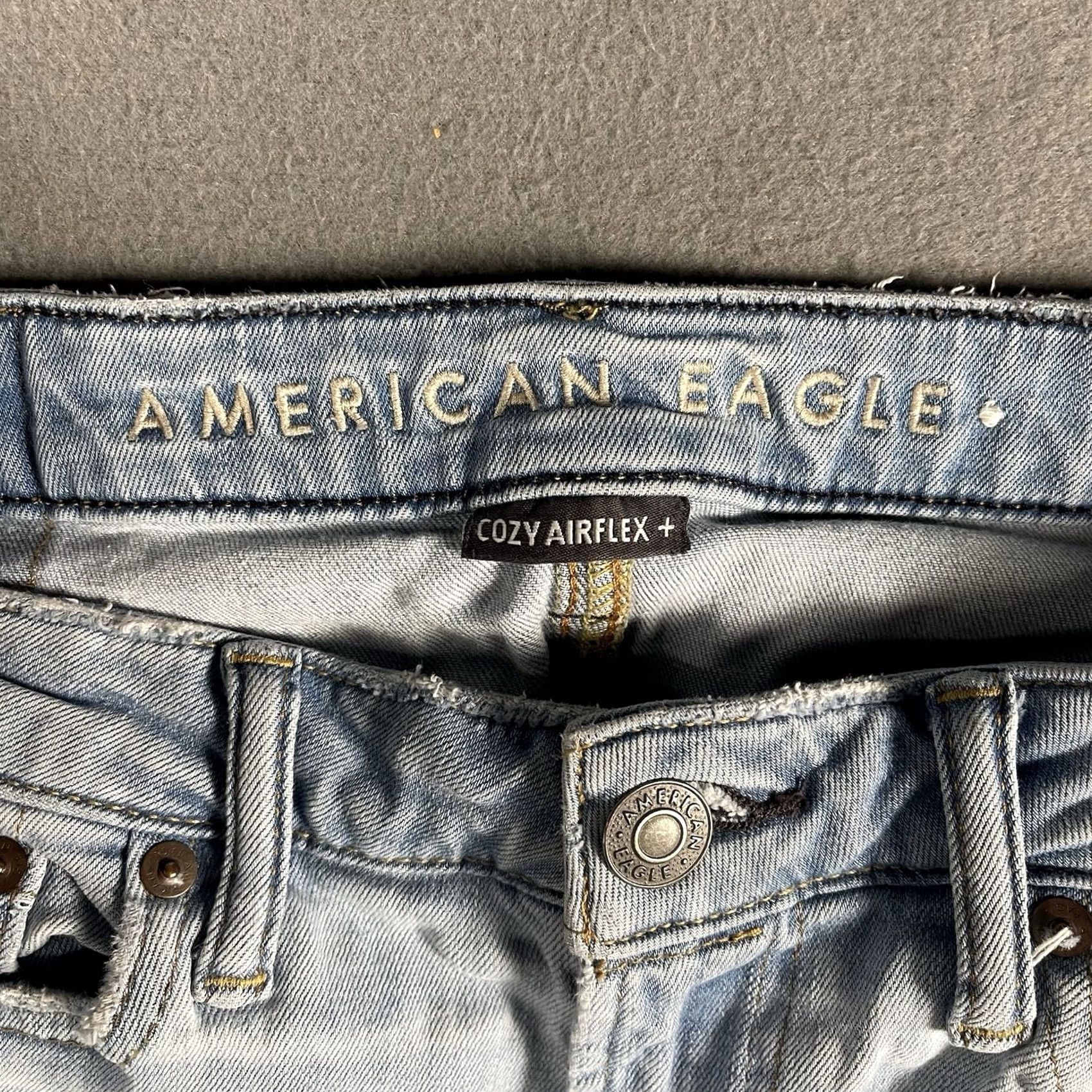 American Eagle Outfitters American Eagle Jeans Men’s Slim Cozy Air Flex Light Distressed 30x34 Denim Cotton Blend Blue Modern Slim Fit Regular Men Size US 30 / EU 46 - 7 Thumbnail