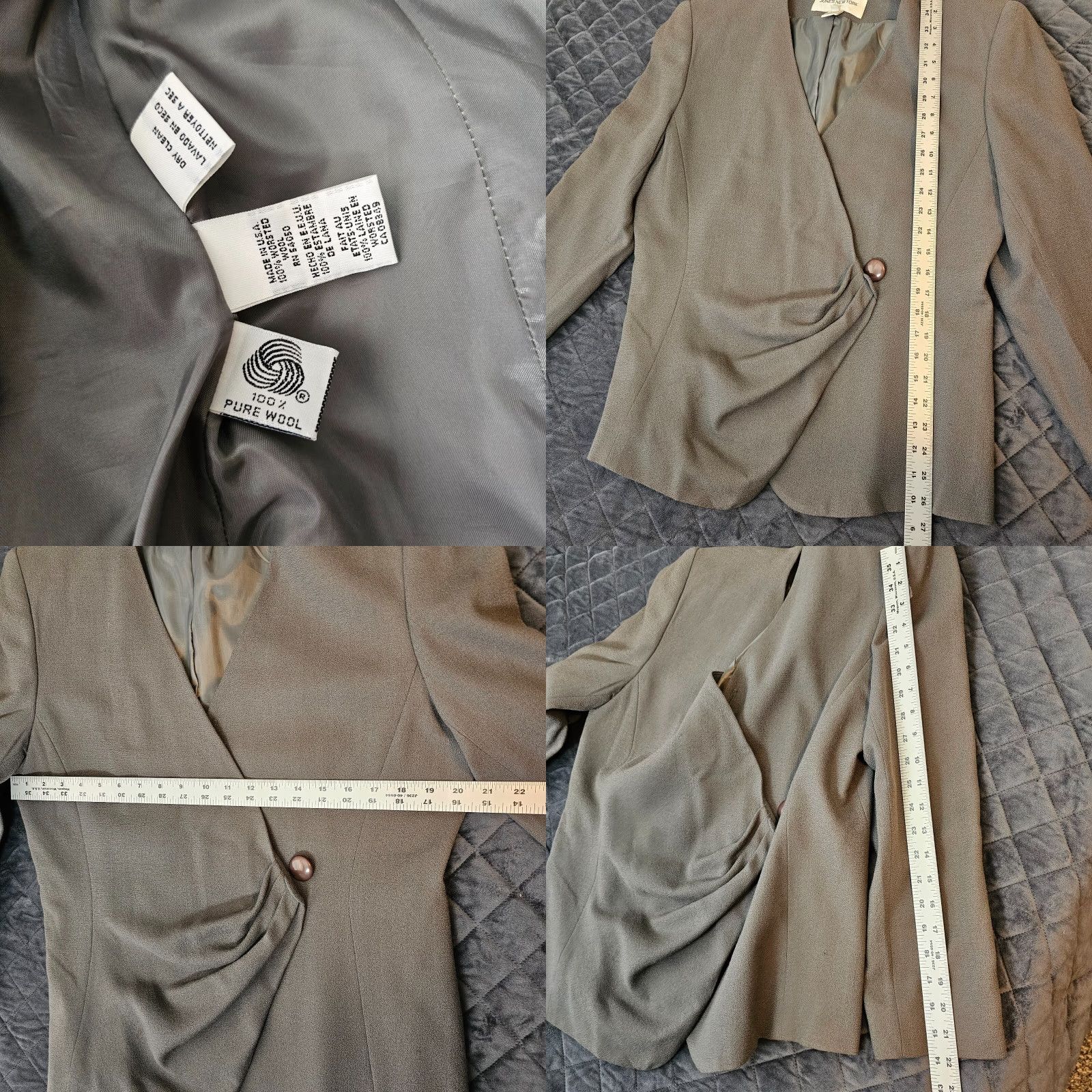 Jones New York VINTAGE Jones New York Skirt Suit Women 14 Green Woven Short Career Business Wool Size 36" / US 14 / IT 50 - 8 Thumbnail