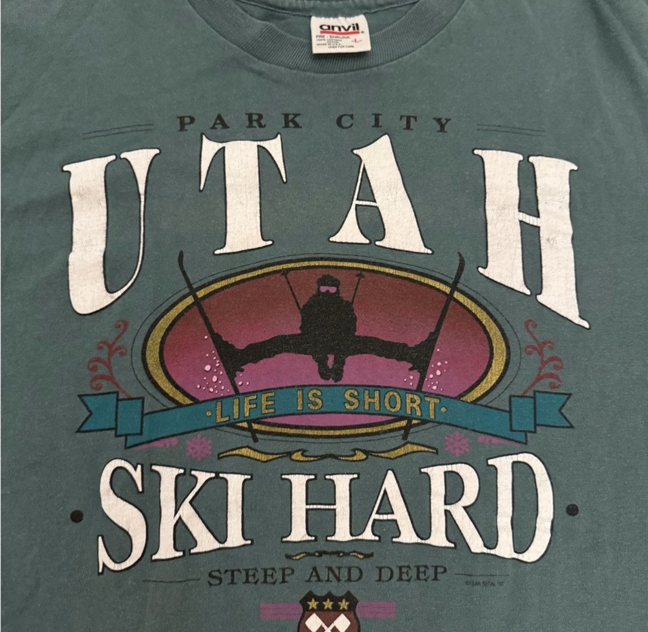 Vintage Vintage 90s Utah Skiing Shirt Funny Single Stitch Large Size US M / EU 48-50 / 2 - 3 Thumbnail