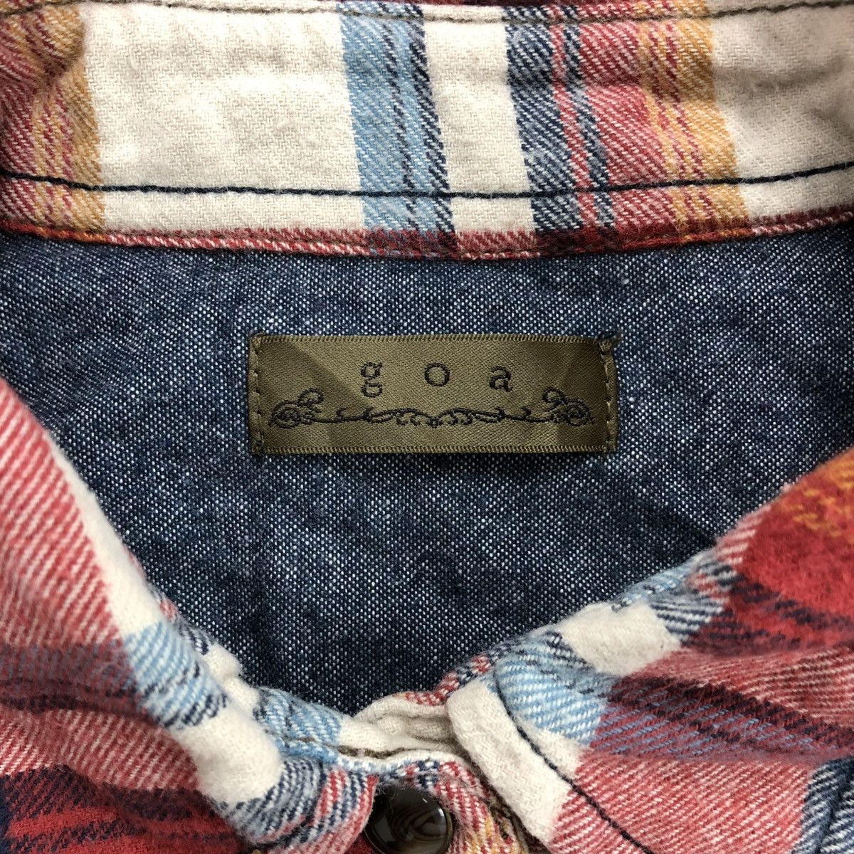 If Six Was Nine × Japanese Brand × Le Grande Bleu (L.G.B.) 2000's GOA Unfinished Plaid Punk Style Western Shirt Flannel Size US M / EU 48-50 / 2 - 9 Thumbnail
