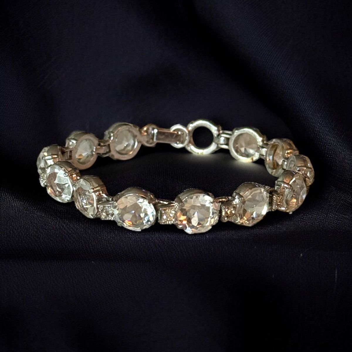 Vintage Vintage silver tone large crystal tennis bracelet Size ONE SIZE - 1 Thumbnail