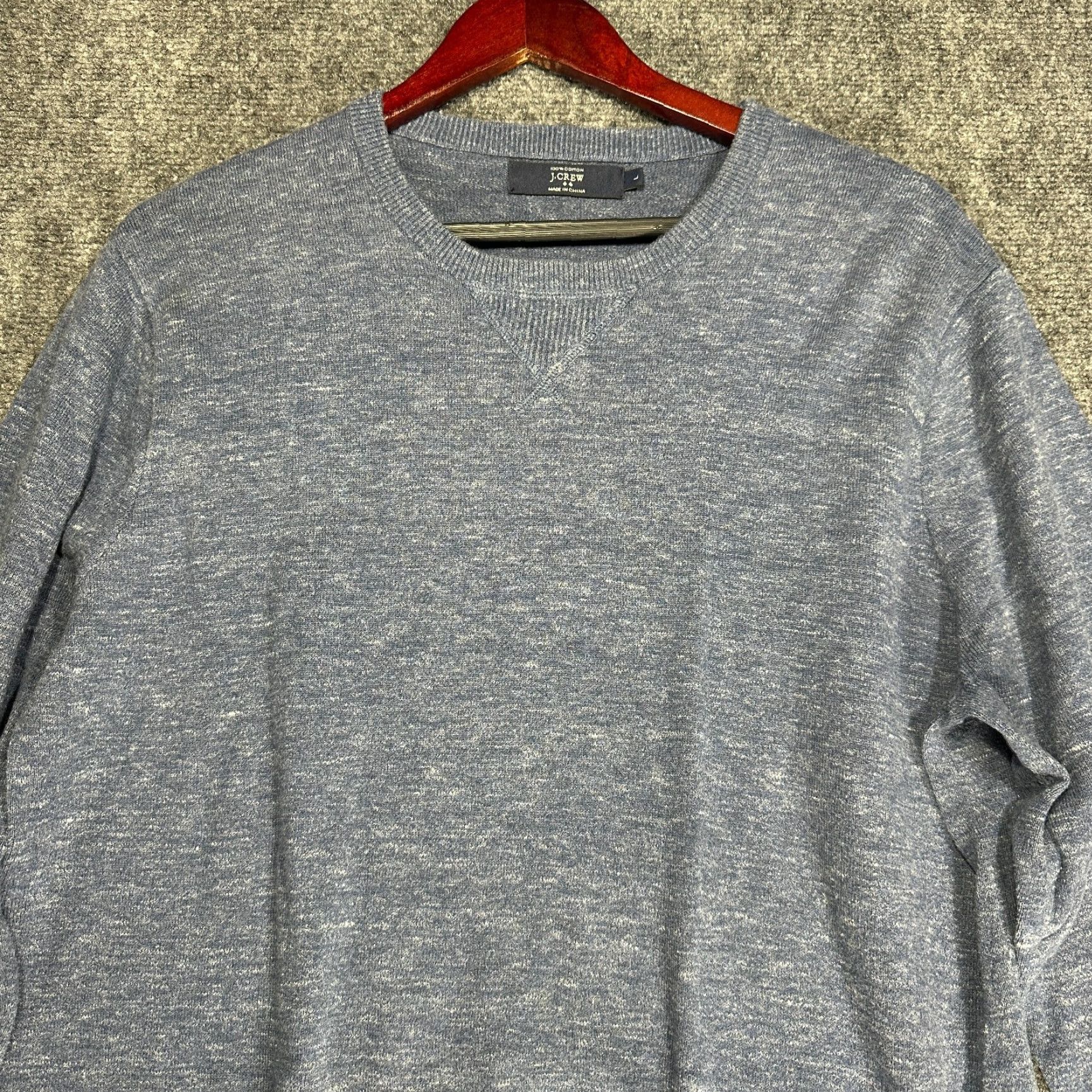 J.Crew J.CREW Sweater Mens Large Blue Heathered Cotton Crew Neck Long Sleeve Pullover Size US L / EU 52-54 / 3 - 4 Thumbnail