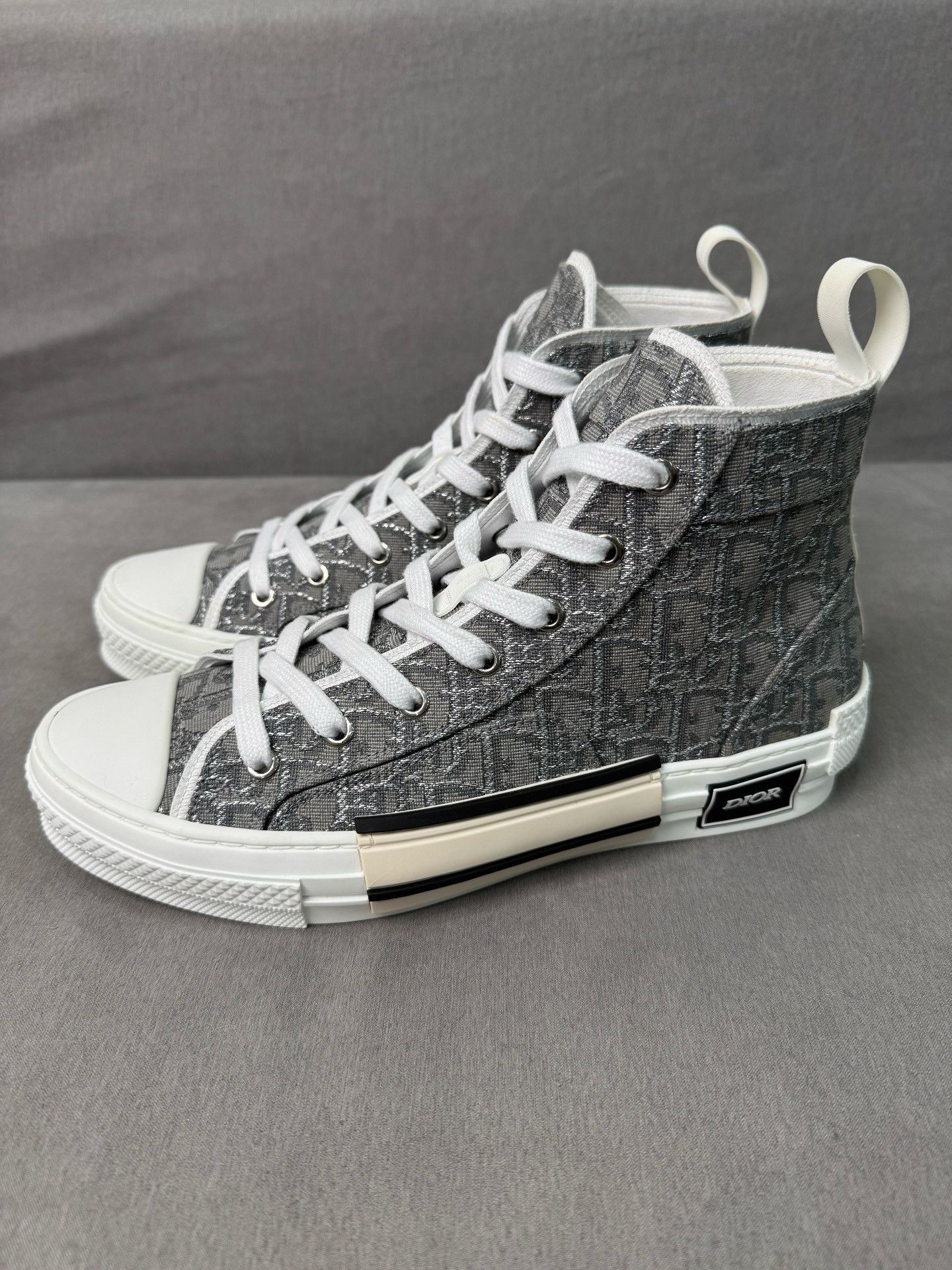Dior Dior B23 Gray Canvas High-Top Sneakers Size US 8.5 / EU 41-42 - 1 Thumbnail