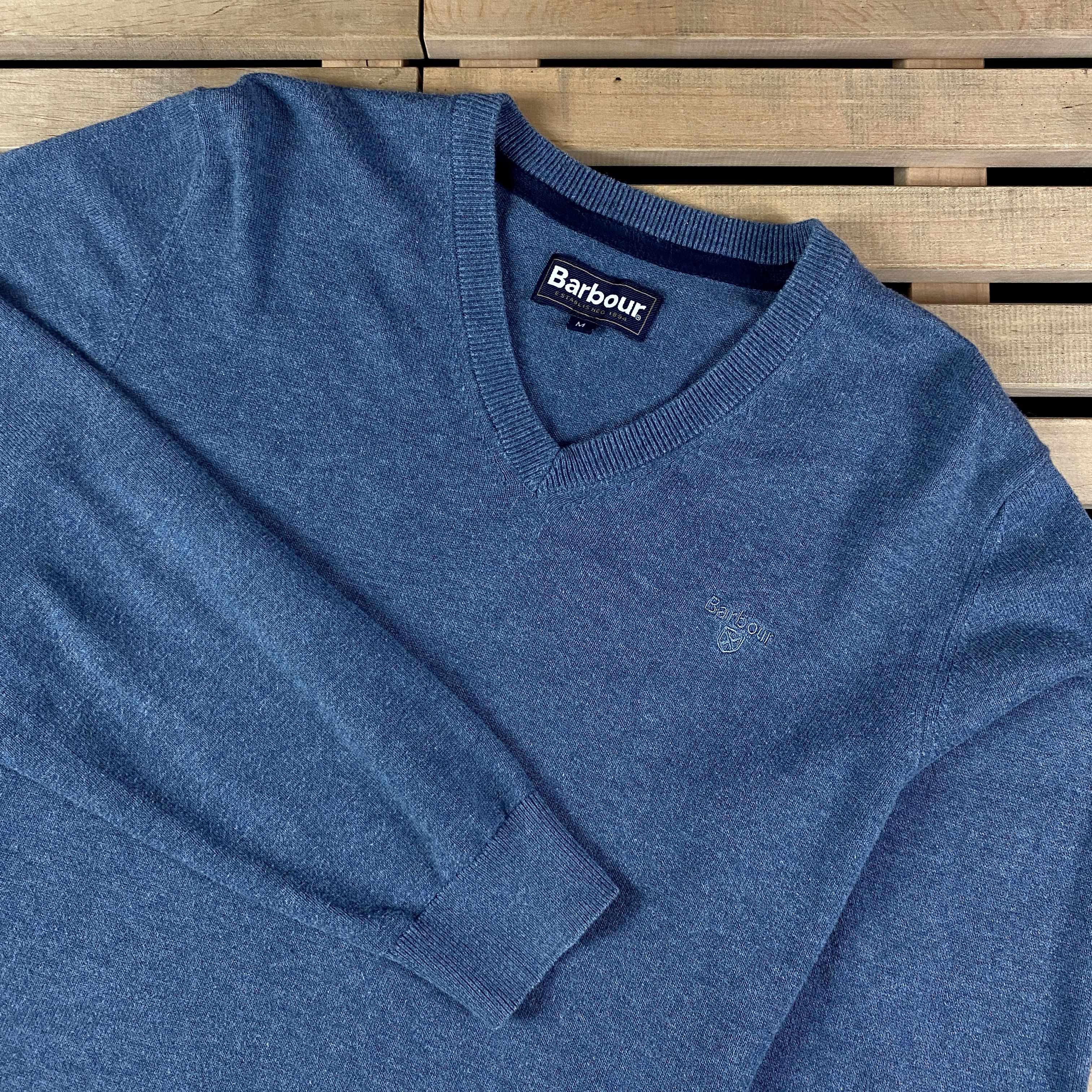 Barbour Mens Sweater Jumper Barbour V Neck Size M Blue Size US M / EU 48-50 / 2 - 2 Thumbnail