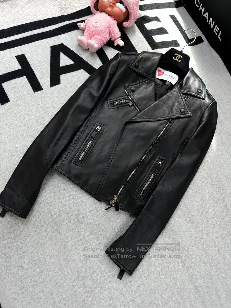 Other Valentino Black long-sleeved cropped leather jacket Size S / US 4 / IT 40 - 3 Thumbnail