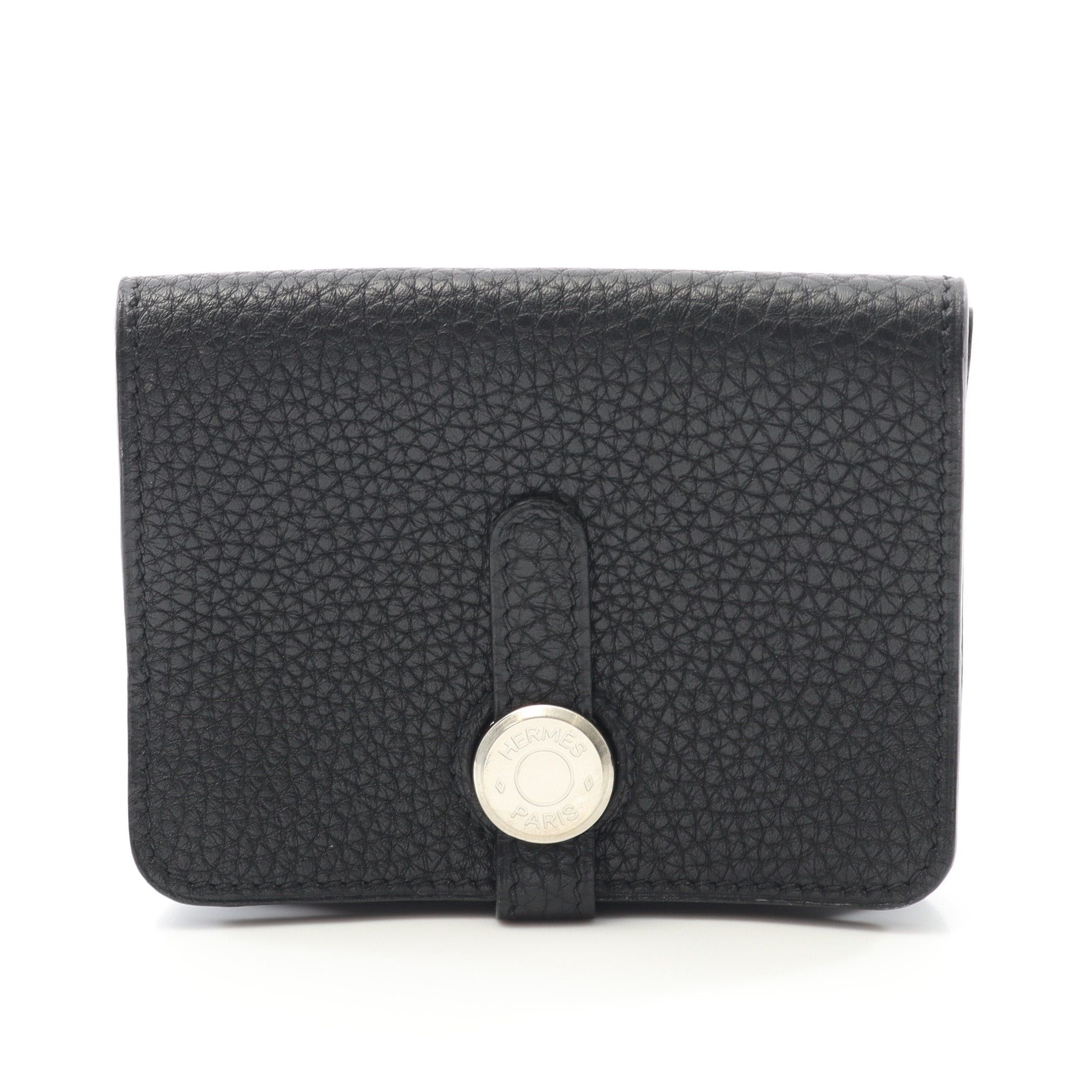 Hermes Hermes Dogon Card Case Name Holder Togo Black Silver Hardware Size ONE SIZE - 1 Thumbnail