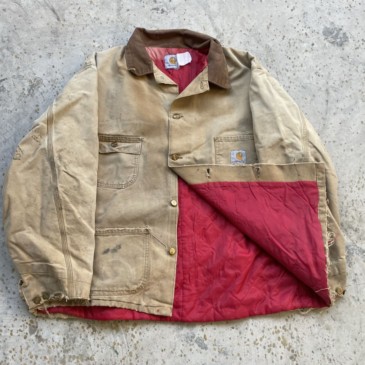 Carhartt × Vintage Vintage brown Carhartt chore jacket w/ red quilted lining Size US XL / EU 56 / 4 - 3 Thumbnail