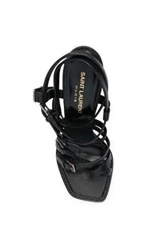 Saint Laurent Paris o1b1hav111224 Platz Platform Sandals in Smooth Leather Black Size US 12 / IT 42 - 12 Thumbnail