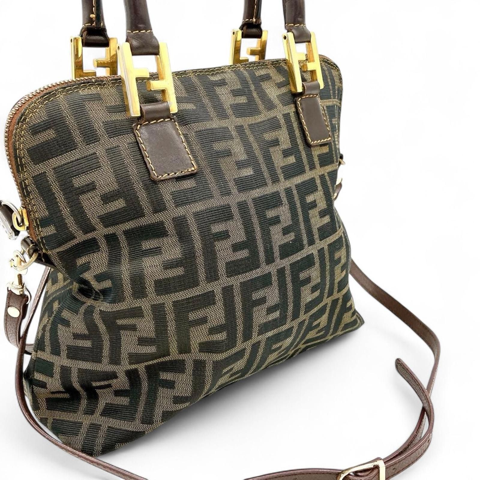 Fendi Fendi - Monogram Canvas Handbag Leather Handles Size ONE SIZE - 3 Thumbnail