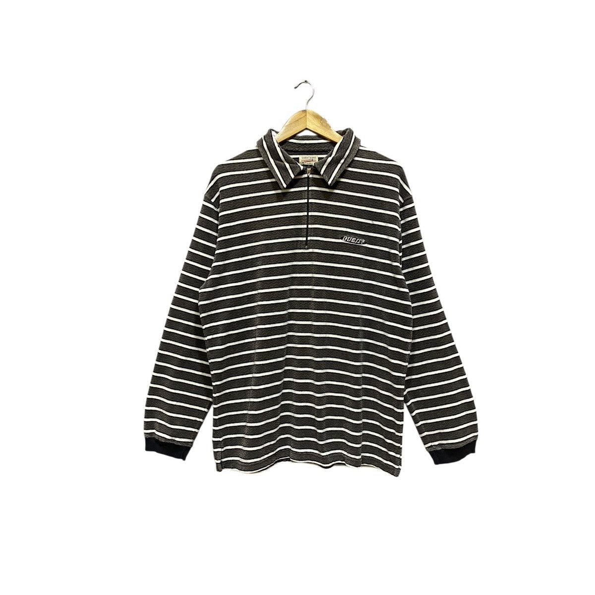 Guess Vintage Guees Stripes Fleece Half Zip Shirt Size US M / EU 48-50 / 2 - 1 Thumbnail