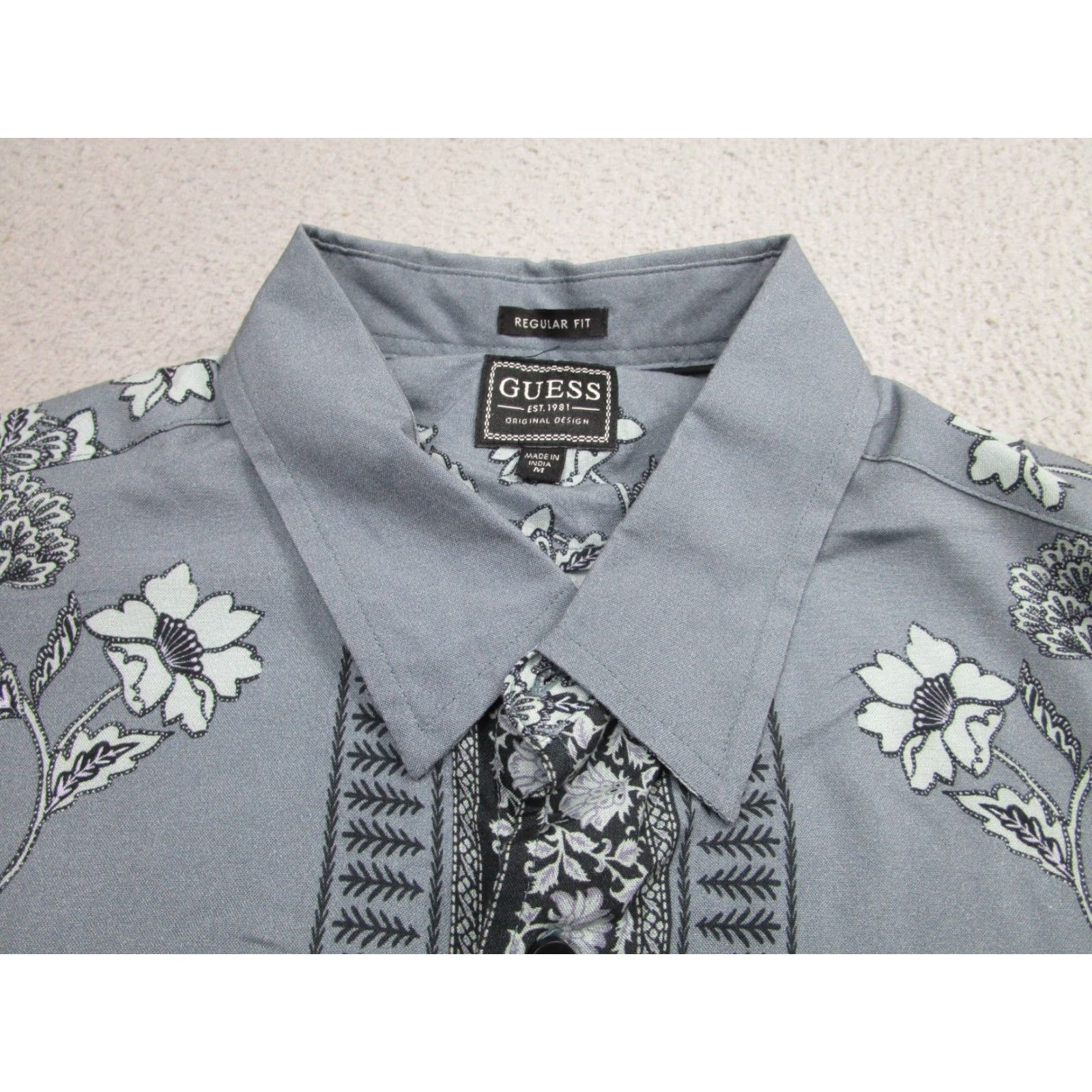 Guess GUESS Floral Button-Up Shirt Mens M Blue Rayon Hawaiian Classic Size US M / EU 48-50 / 2 - 6 Thumbnail