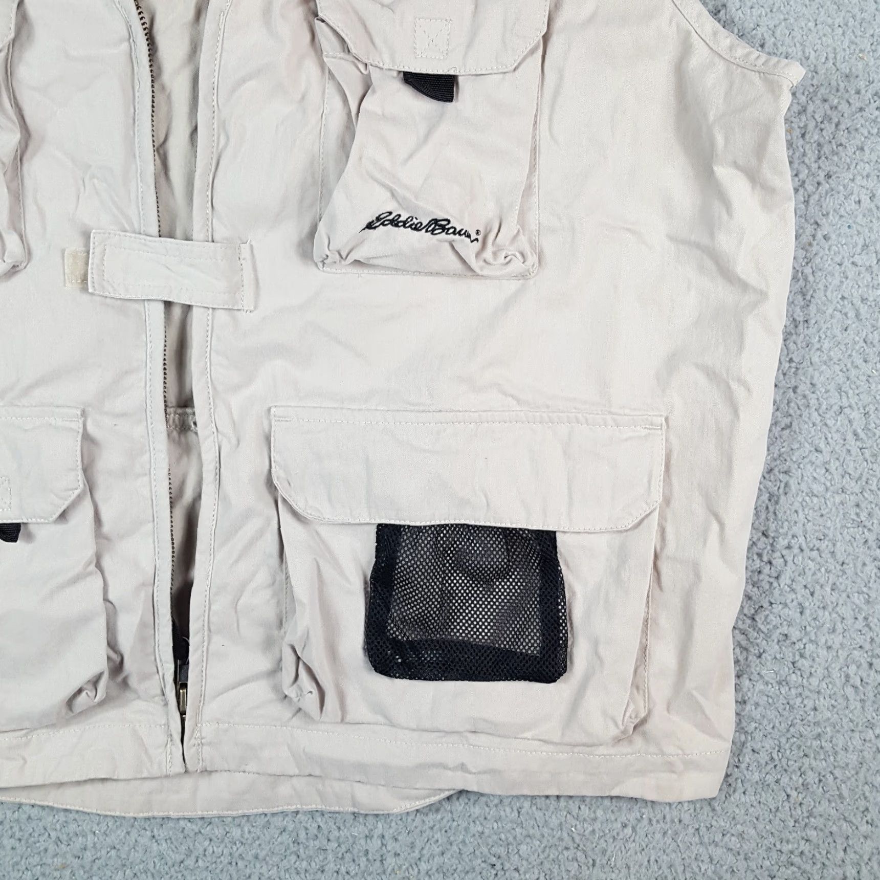 Eddie Bauer VINTAGE Khaki Beige Utility Pocket Vest Mens Size XLT Fishing Safari Cargo Pocket Jacket Size US XL / EU 56 / 4 - 3 Thumbnail