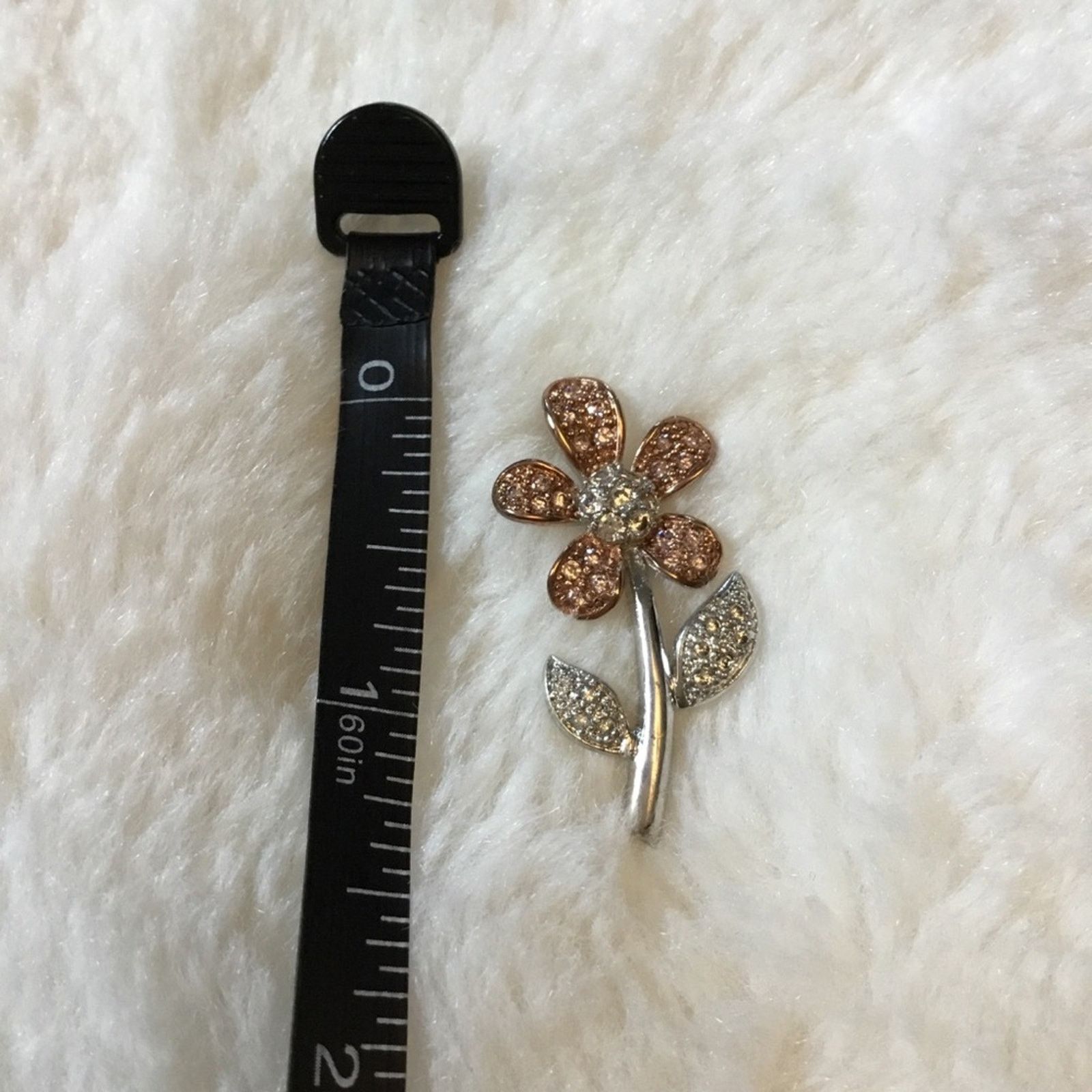 Other Sterling Silver Petal Two-Tone Crystals Pendant Size ONE SIZE - 5 Thumbnail