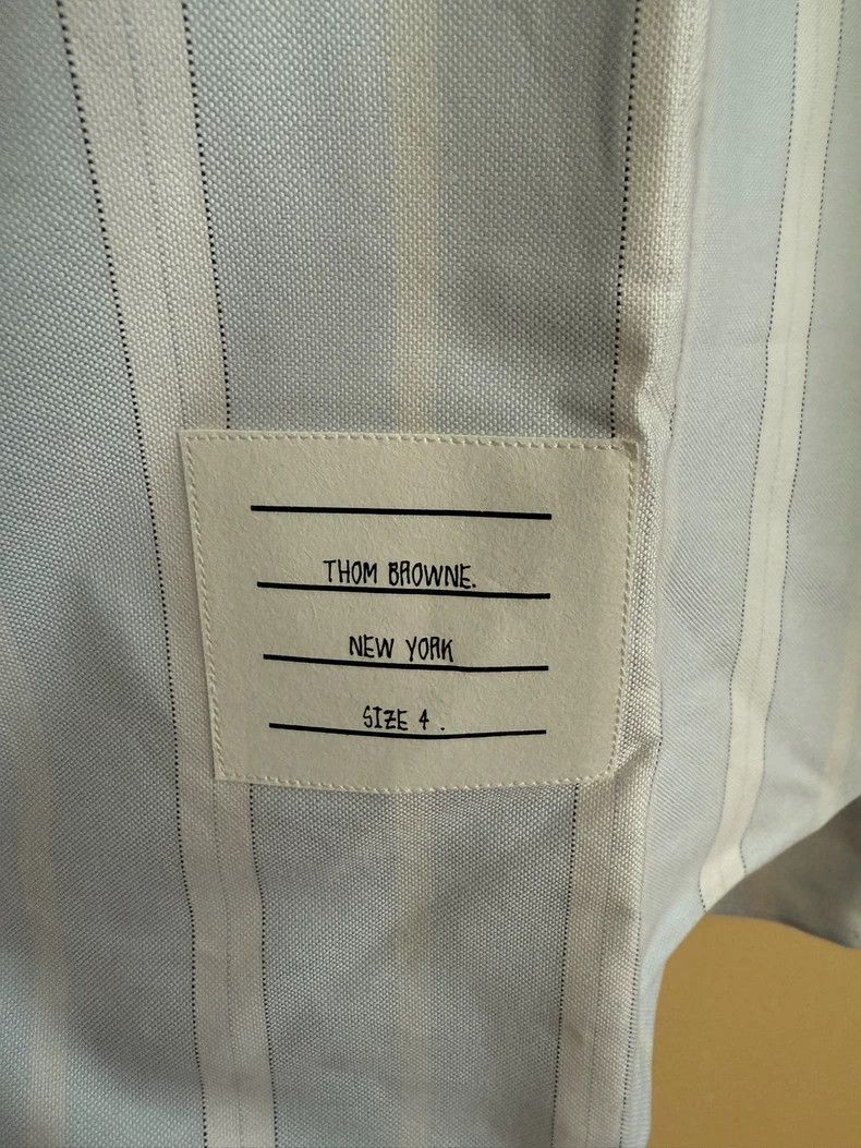 Thom Browne Thom Browne size4 Blue and white striped shirt Size US XL / EU 56 / 4 - 3 Thumbnail