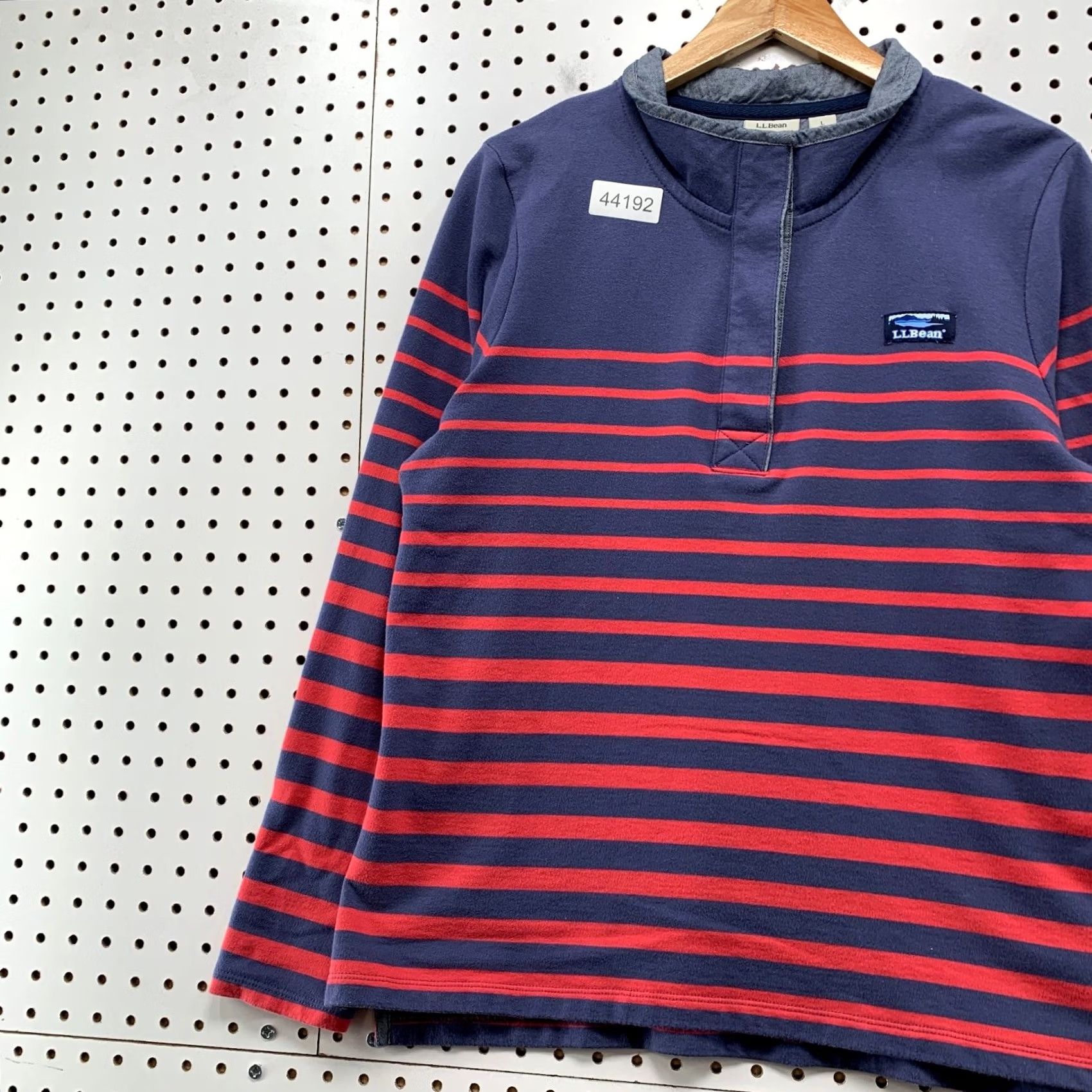 Vintage L.L.Bean Soft Cotton Rugby Henley Pullover Sweatshirt Womens Large Blue Red Size L / US 10 / IT 46 - 3 Thumbnail