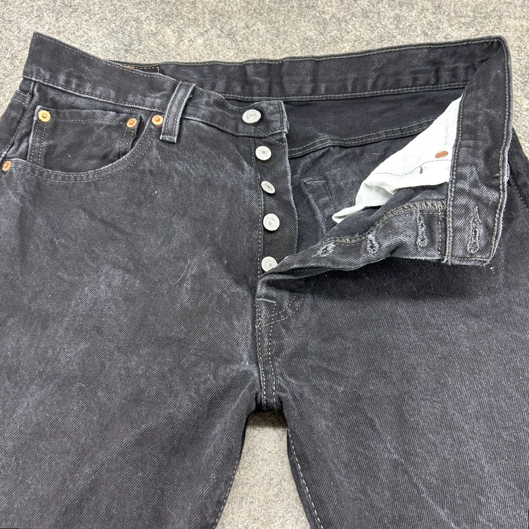 Levi's Levi's 501 Jeans Mens 33x32 Black Dark Wash Regular Fit Button Fly Straight Denim Jeans Size US 33 - 2 Thumbnail