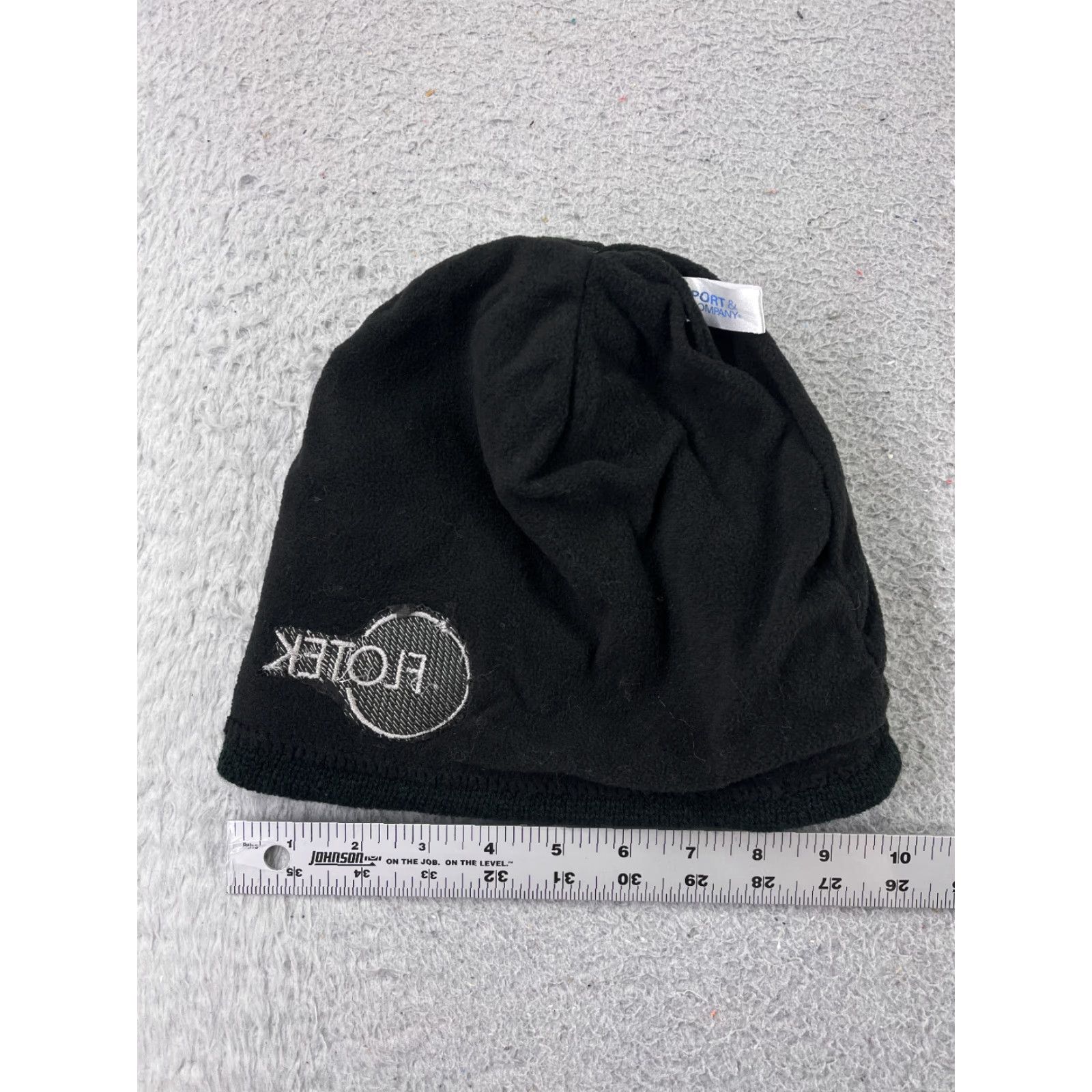 Port & Company Port & Company Flotek Beanie Toque Beanie Adult One Size Black Knit Embroidered Acrylic Poly Lined Adjustable Lined Unisex Hats Men Women Womens Mens Size ONE SIZE - 4 Thumbnail