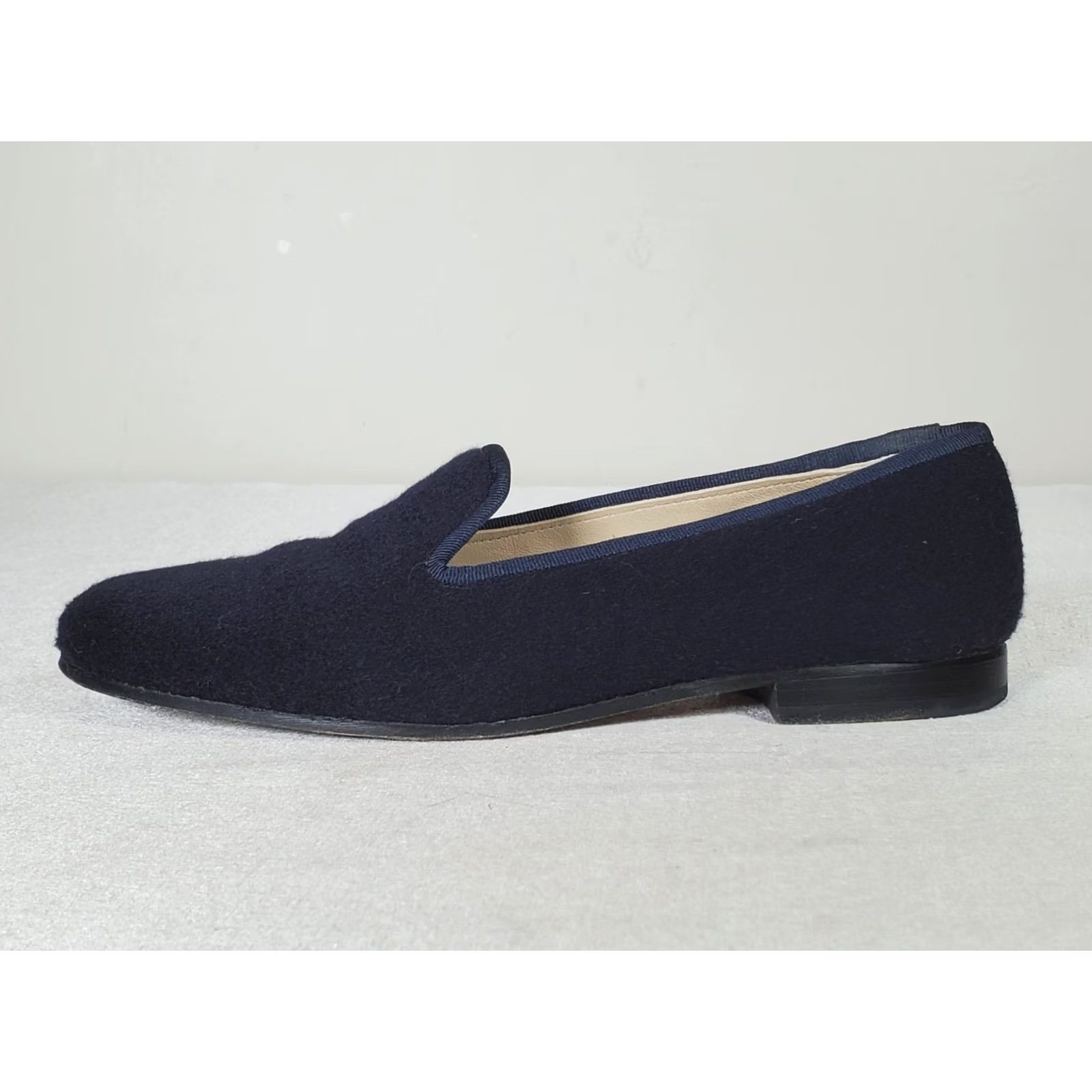 Vintage Stubbs & Wootton Brushed Wool Slippers Grosgrain Trim Midnight Women's US 7 Size US 7 / IT 37 - 6 Thumbnail