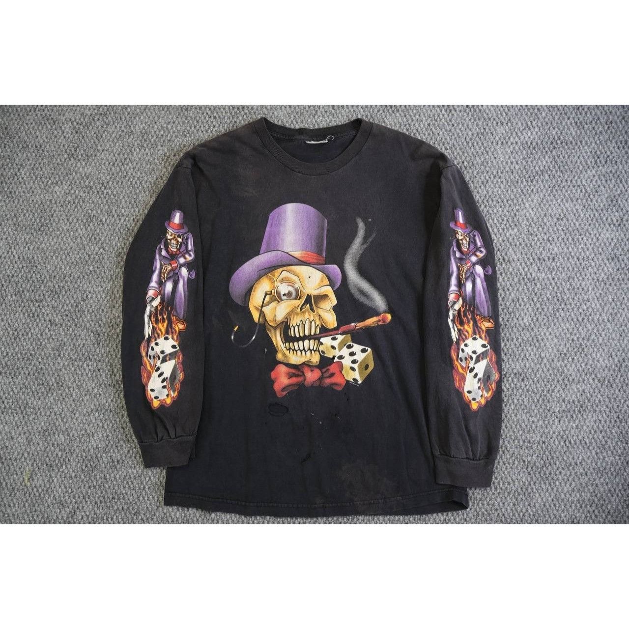 Vintage Vintage Skull Smoking Dice Flames Graphic Long Sleeve Shirt Size US M / EU 48-50 / 2 - 1 Thumbnail