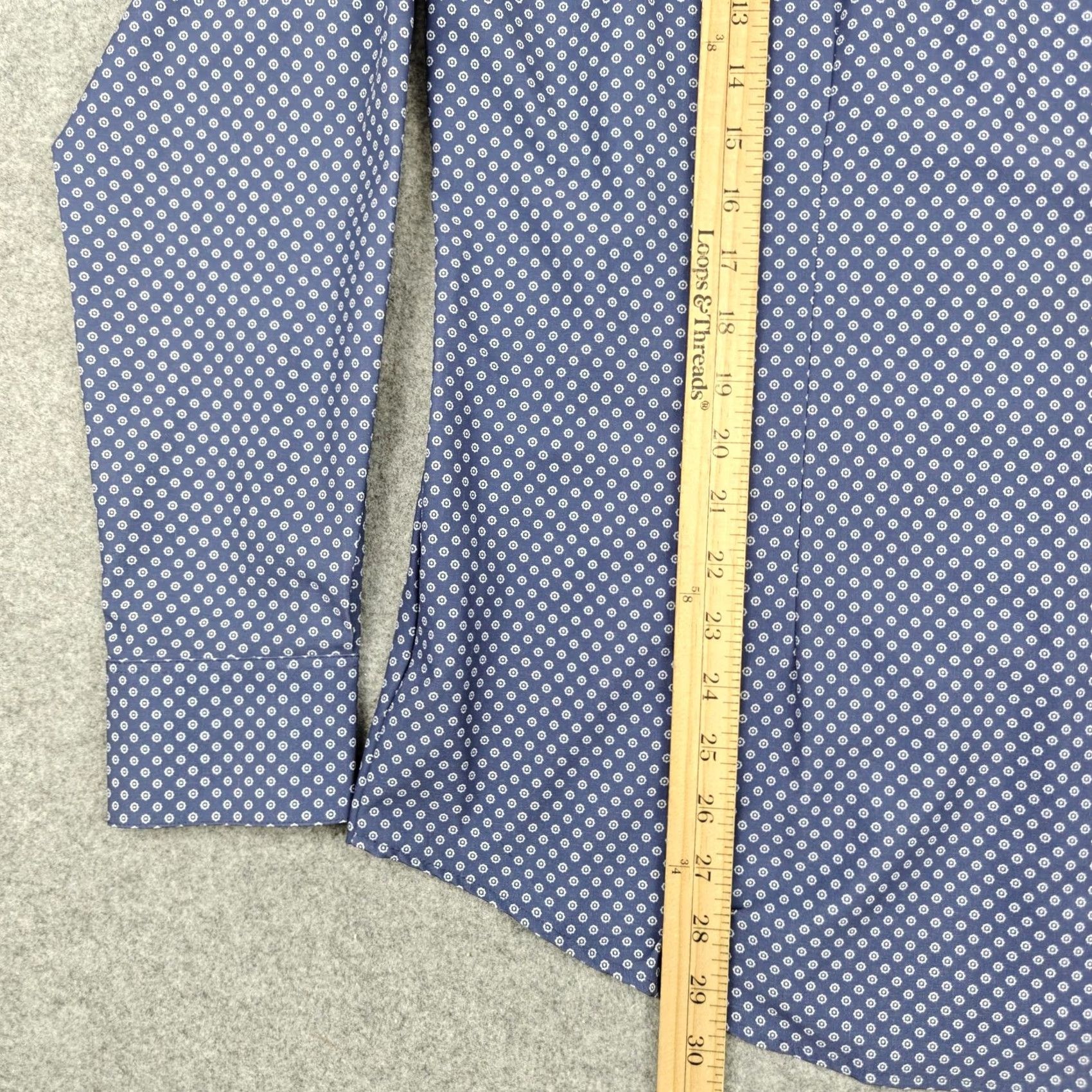 Mizzen+Main Mizzen+Main Dress Shirt Mens M Blue Geometric Classic Fit Stretch Performance Size 40R - 7 Thumbnail