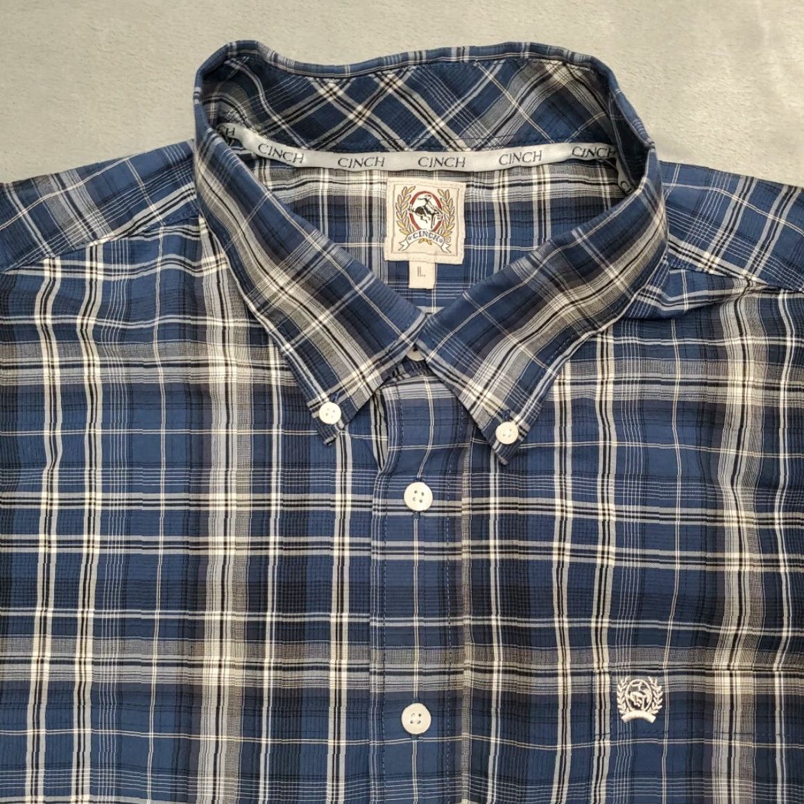 Vintage VINTAGE Cinch Shirt Mens Large Blue Plaid Long Sleeve Button Western Cowboy Ranch Casual Size US L / EU 52-54 / 3 - 3 Thumbnail