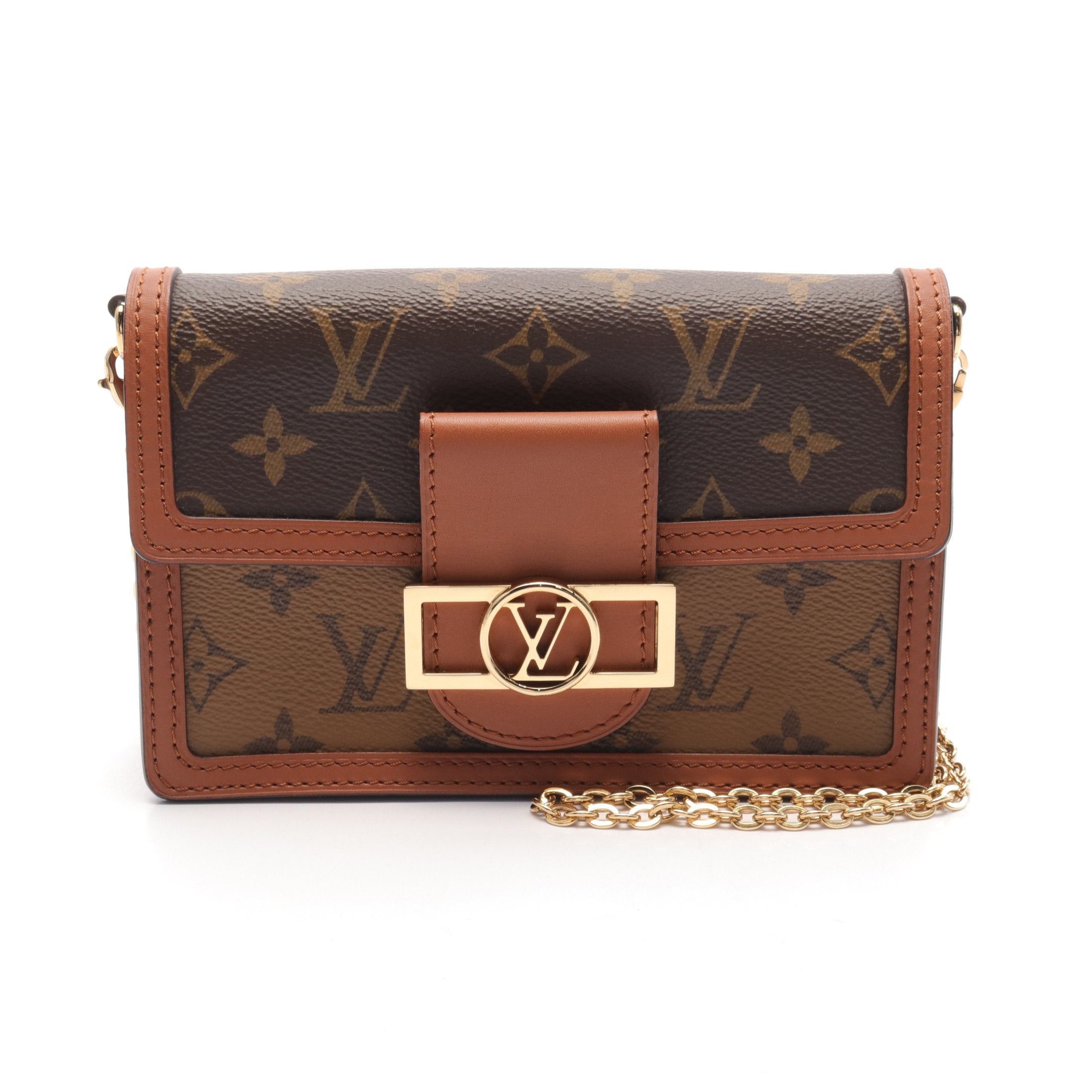 Louis Vuitton Louis Vuitton Portefeuil Dauphine Monogram Reverse Chain Wallet Leather Brown Beige Size ONE SIZE - 1 Thumbnail