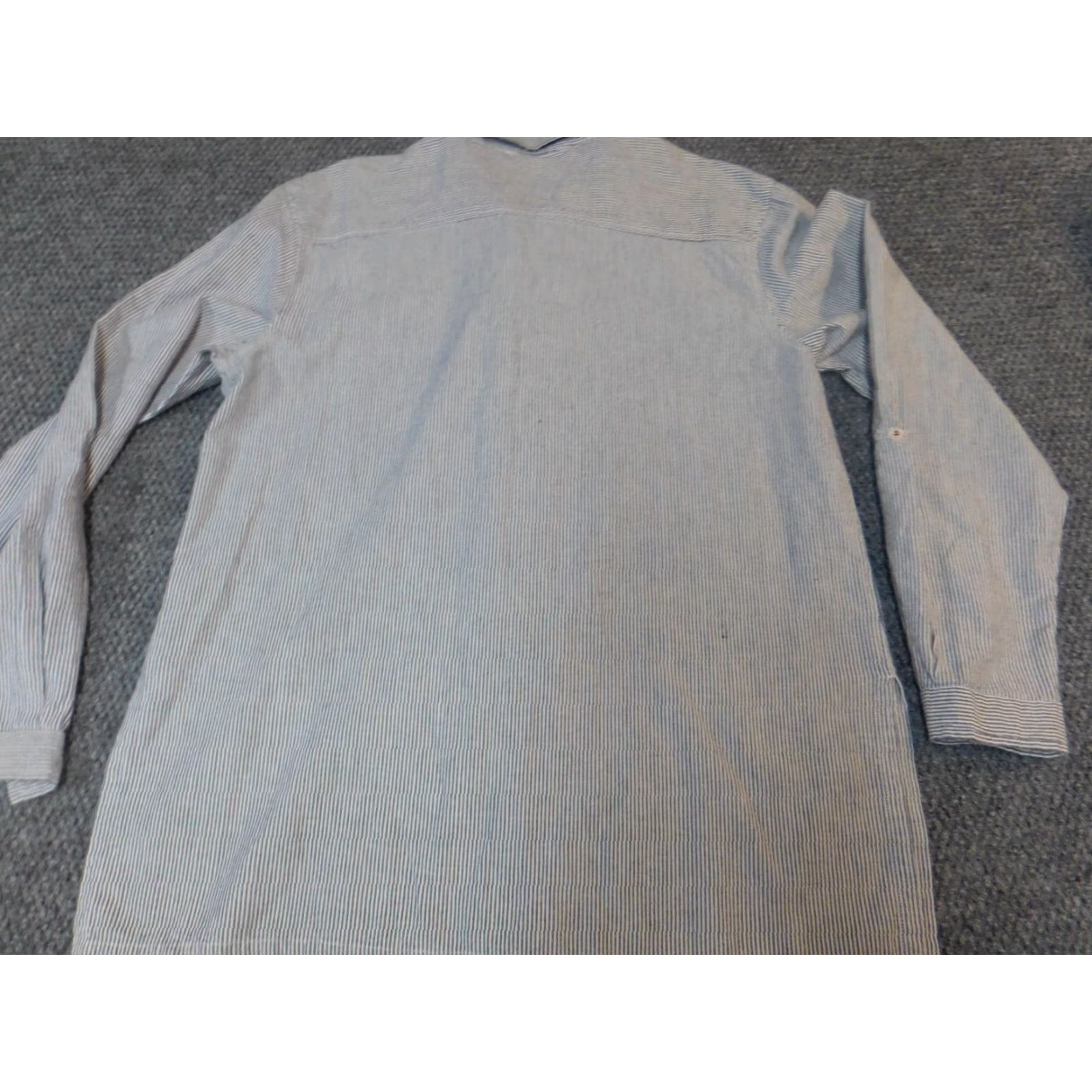 Vintage Bobbie Brooks Womens Button-Up Shirt L Blue Striped Floral Pattern Casual Long Sleeve Collared Ruffle Down Breathable Regular Polyester Vintage No Size L / US 10 / IT 46 - 6 Thumbnail
