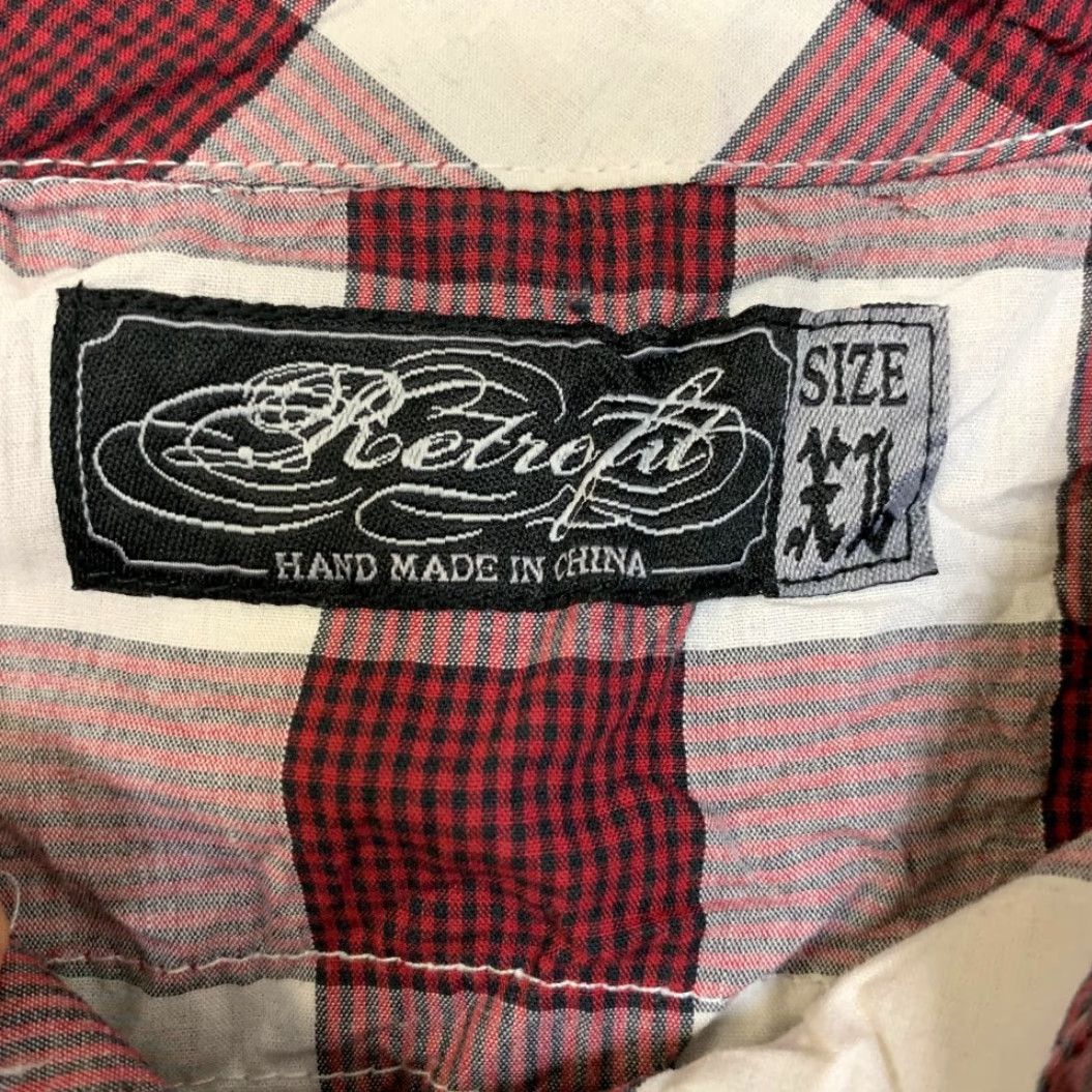 Vintage Retrofit Western Shirt Mens XL White Red Gingham Check Cotton Cowboy Button Up Size US L / EU 52-54 / 3 - 7 Thumbnail