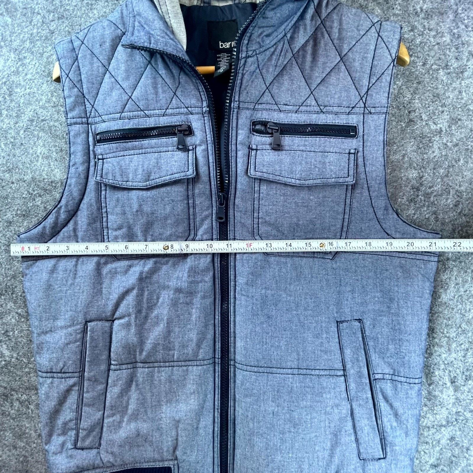 Bar III Bar III Vest Jacket Women Medium Blue Hooded Diamond Quilted Size M / US 6-8 / IT 42-44 - 4 Thumbnail