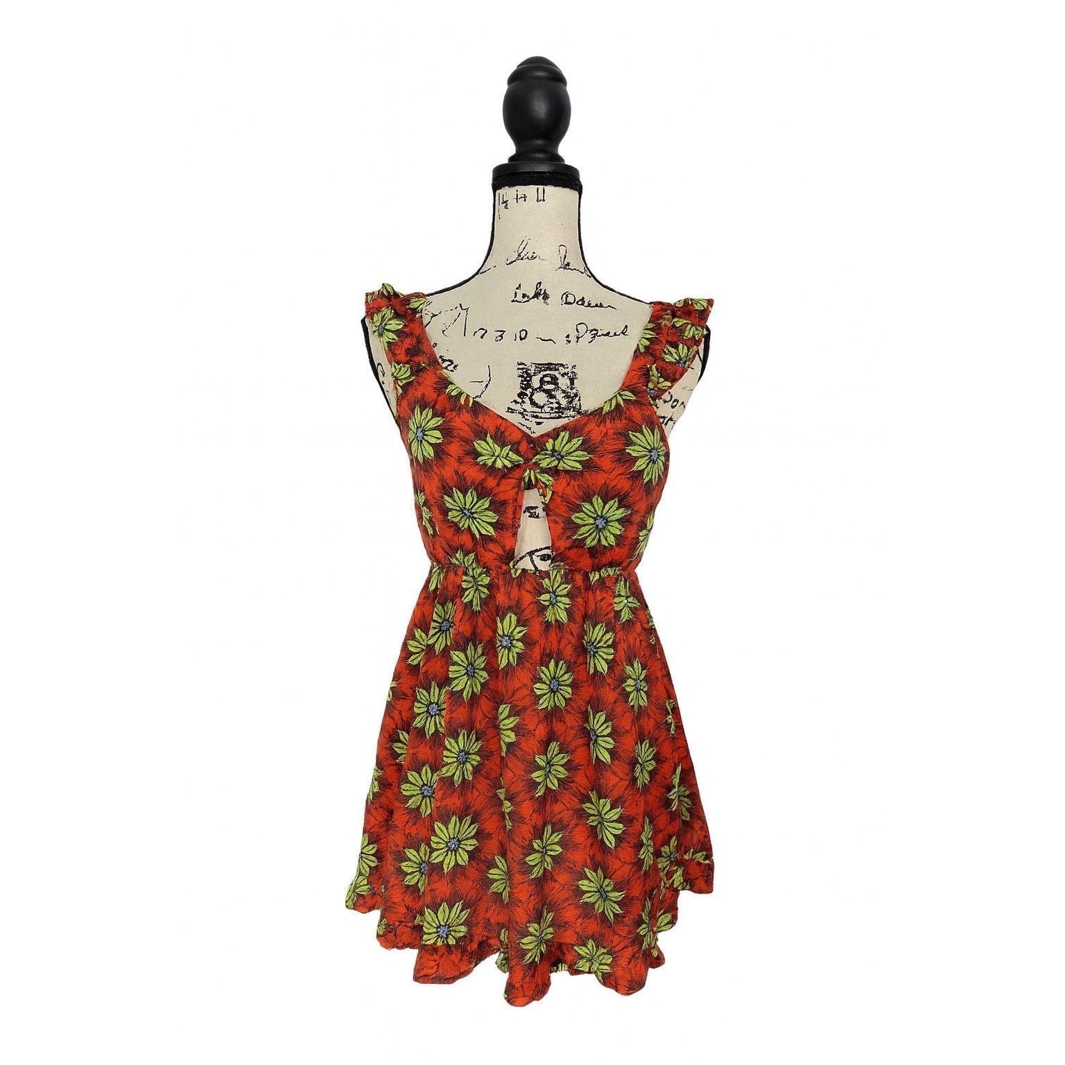 Other Iky & Me Floral Print Tank Top | Size M | Orange Green Rayon Size M / US 6-8 / IT 42-44 - 1 Thumbnail