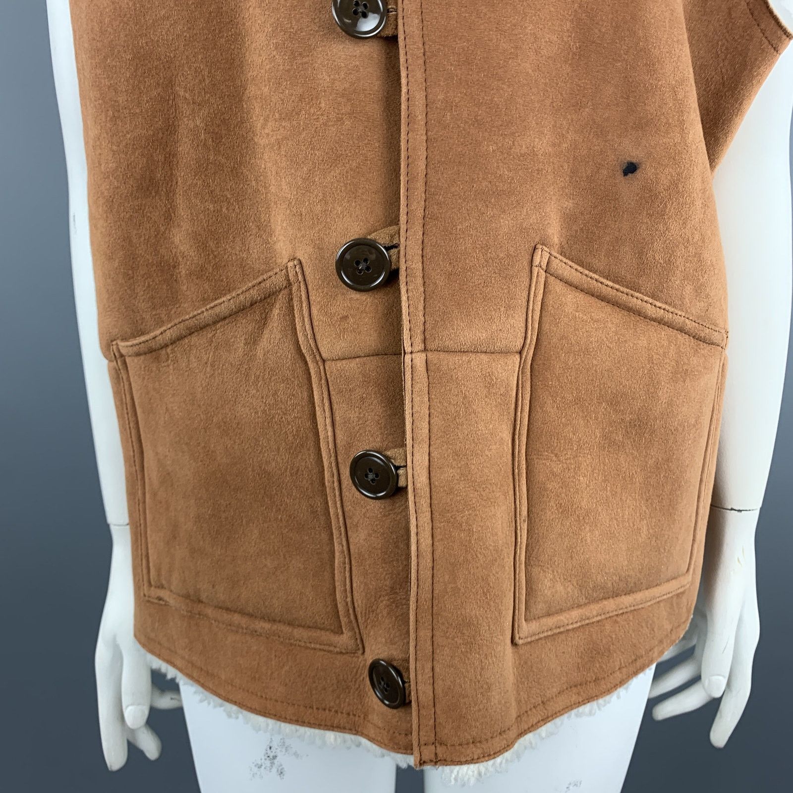 Other BEAMS Size XL Tan Suede Sheep Leather Shearling Vest Size XL / US 12-14 / IT 48-50 - 4 Thumbnail