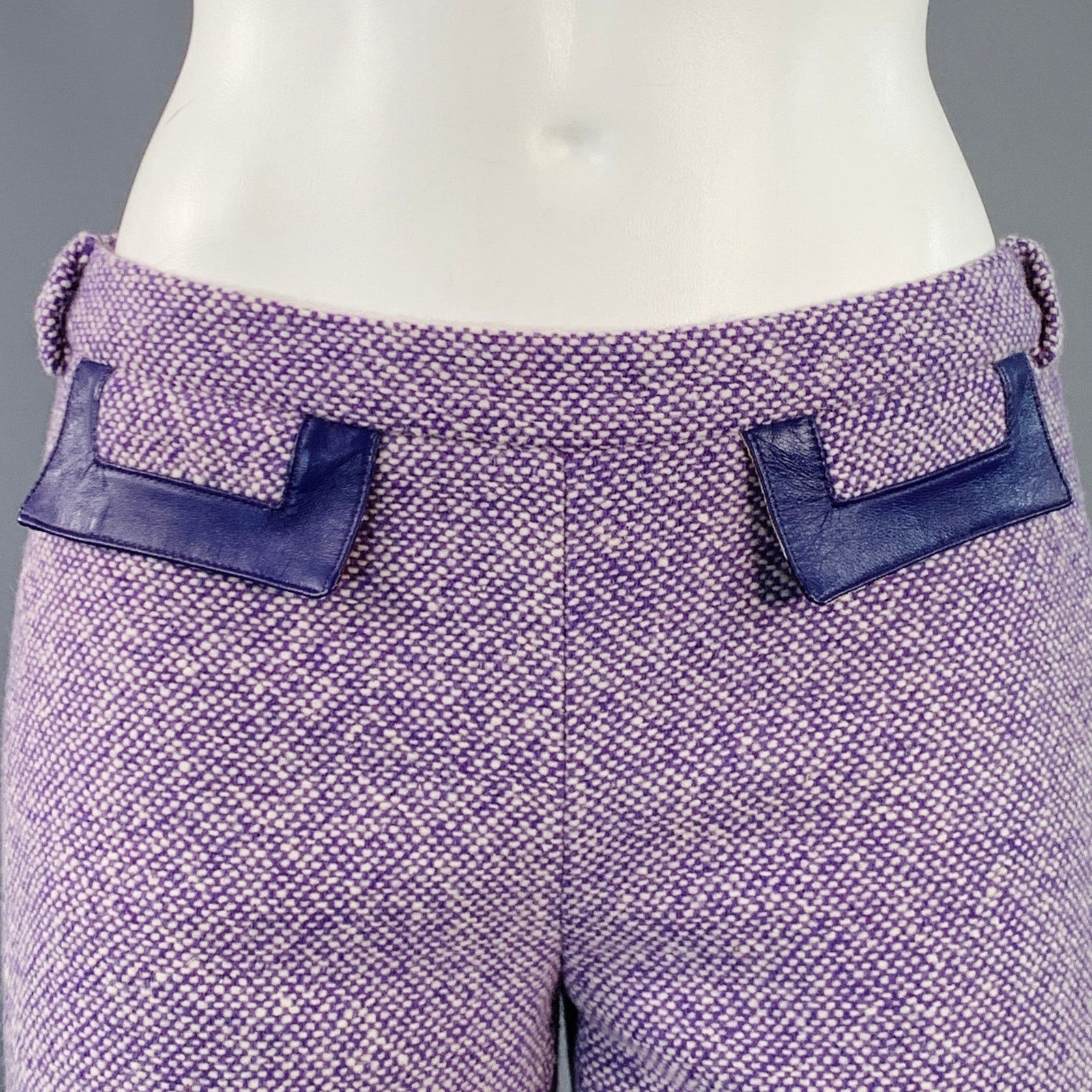 Dolce & Gabbana D&G by DOLCE & GABBANA Purple Wool Woven Flared Dress Pants Size 42" / US 20 - 2 Thumbnail