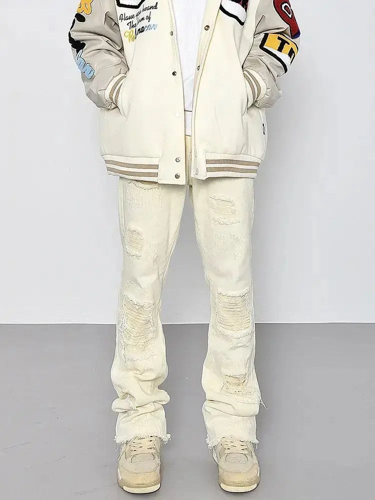 Japanese Brand × Jean Straight cut rough edge distressed jeans Size US 30 / EU 46 - 3 Thumbnail