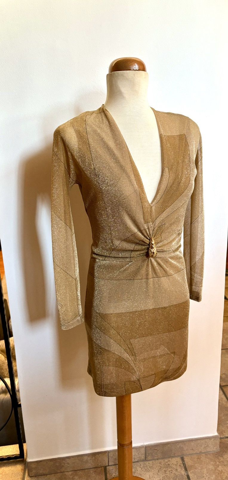 Gucci RESERVED Gucci by Tom Ford Runway FW2000 gold mini dress Size S / US 4 / IT 40 - 10 Thumbnail