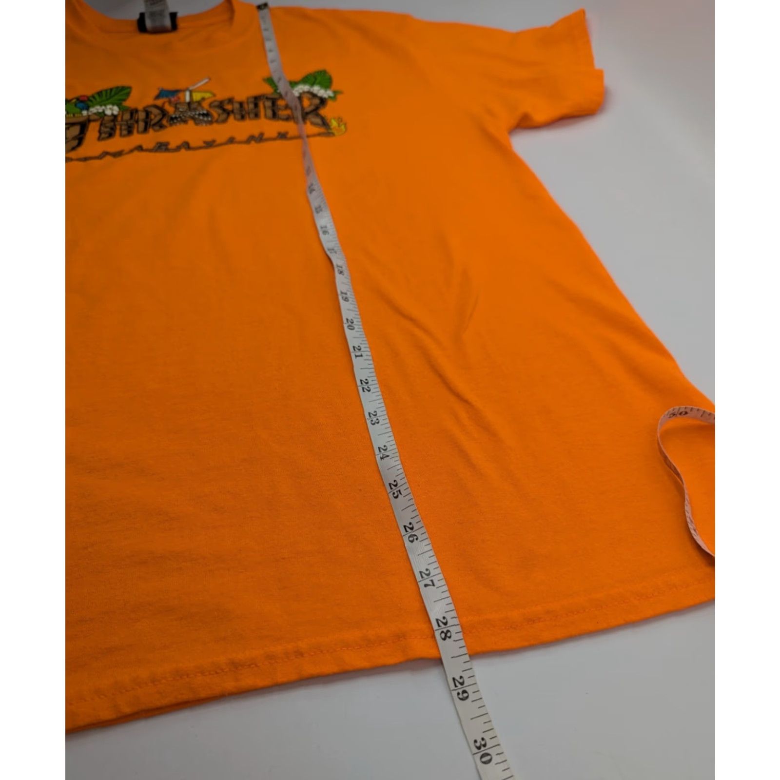 Thrasher VINTAGE Thrasher Shirt Mens Large Orange Neon Tiki Hawaiian Tropical Luau Graphic Print Short Sleeve Crew Neck Cotton Jersey Size US XS / EU 42 / 0 - 5 Thumbnail