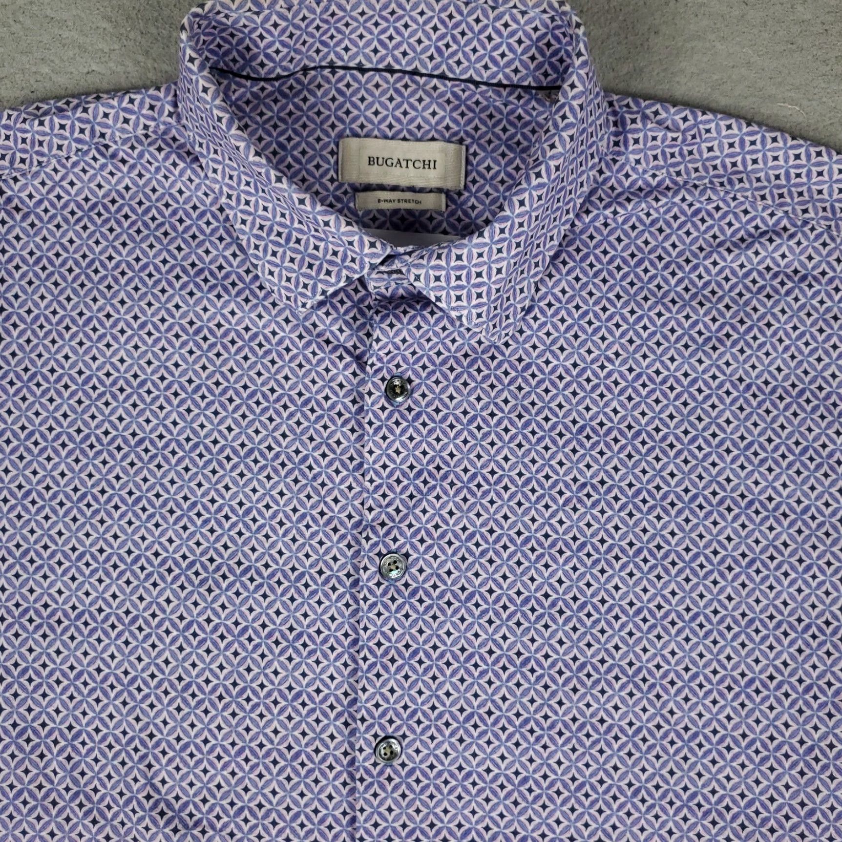 BUGATCHI Bugatchi Uomo Shirt Mens XL Purple Geometric Button Up Short Sleeve Size US XL / EU 56 / 4 - 2 Thumbnail