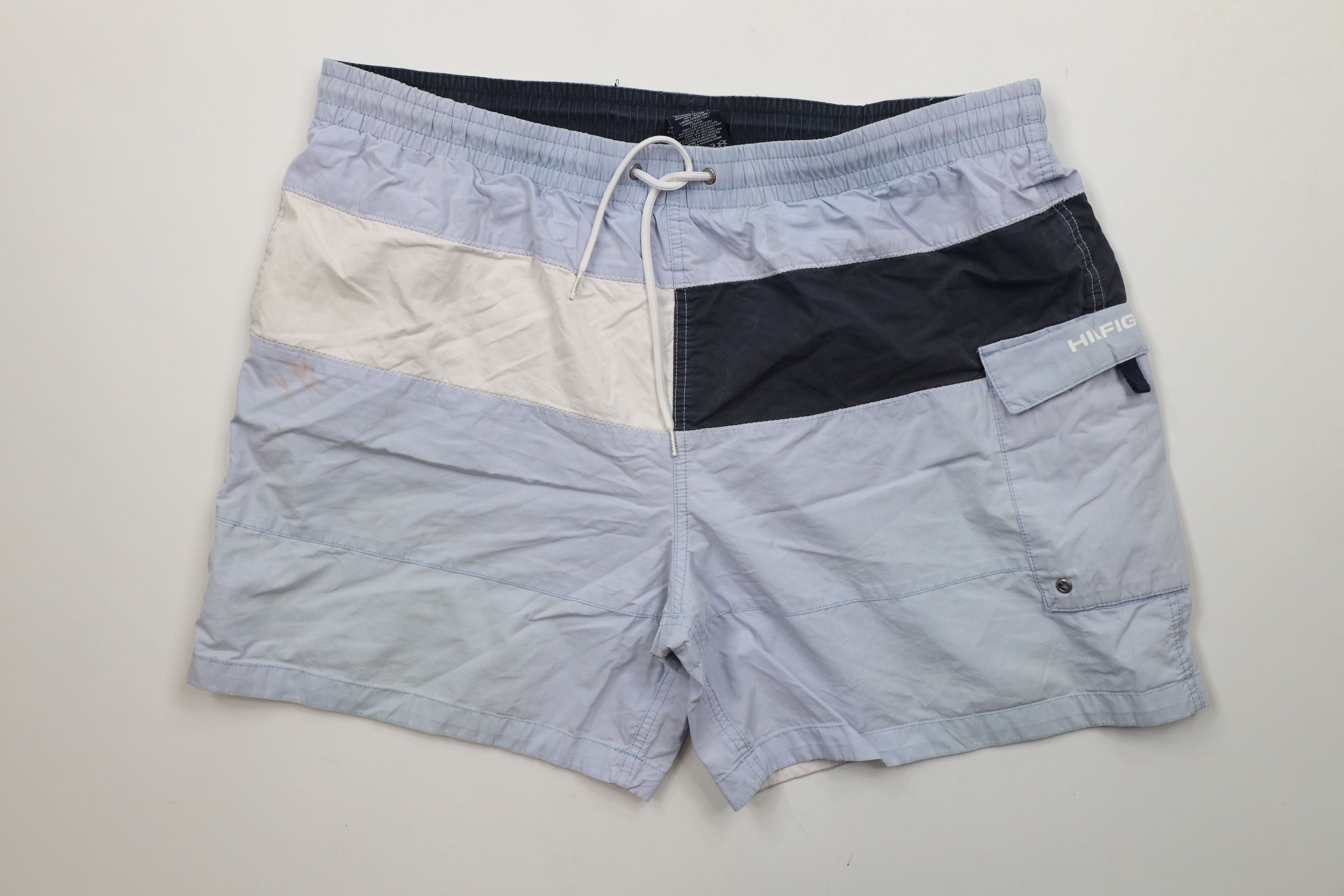 Tommy Hilfiger × Vintage Vintage Tommy Hilfiger Spell Out Lined Shorts Swim Trunks Size US 38 / EU 54 - 2 Thumbnail
