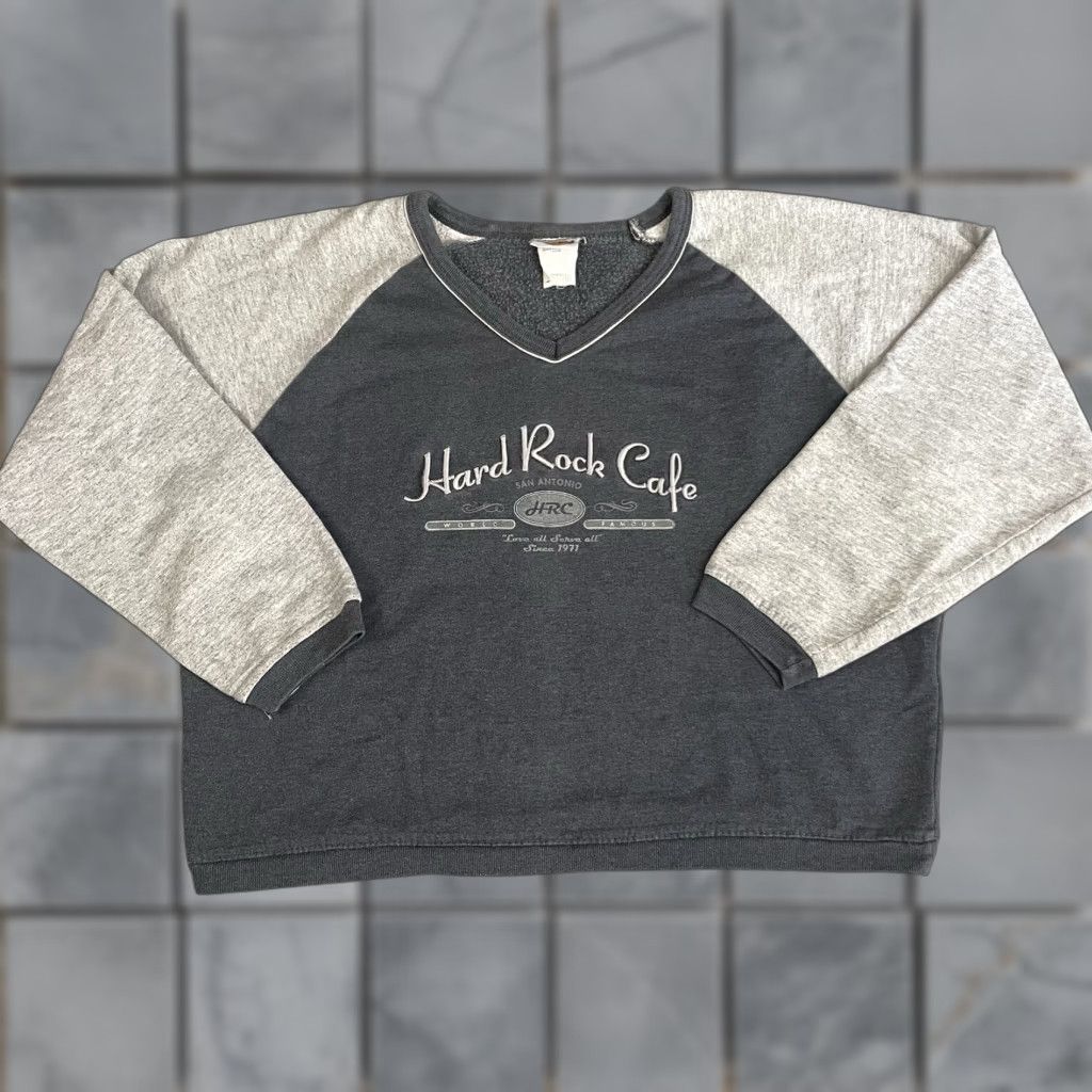 Hard Rock Cafe VINTAGE Hard Rock Cafe Sweatshirt Womens S Gray Cropped V Neck Pullover S Size S / US 4 / IT 40 - 1 Thumbnail