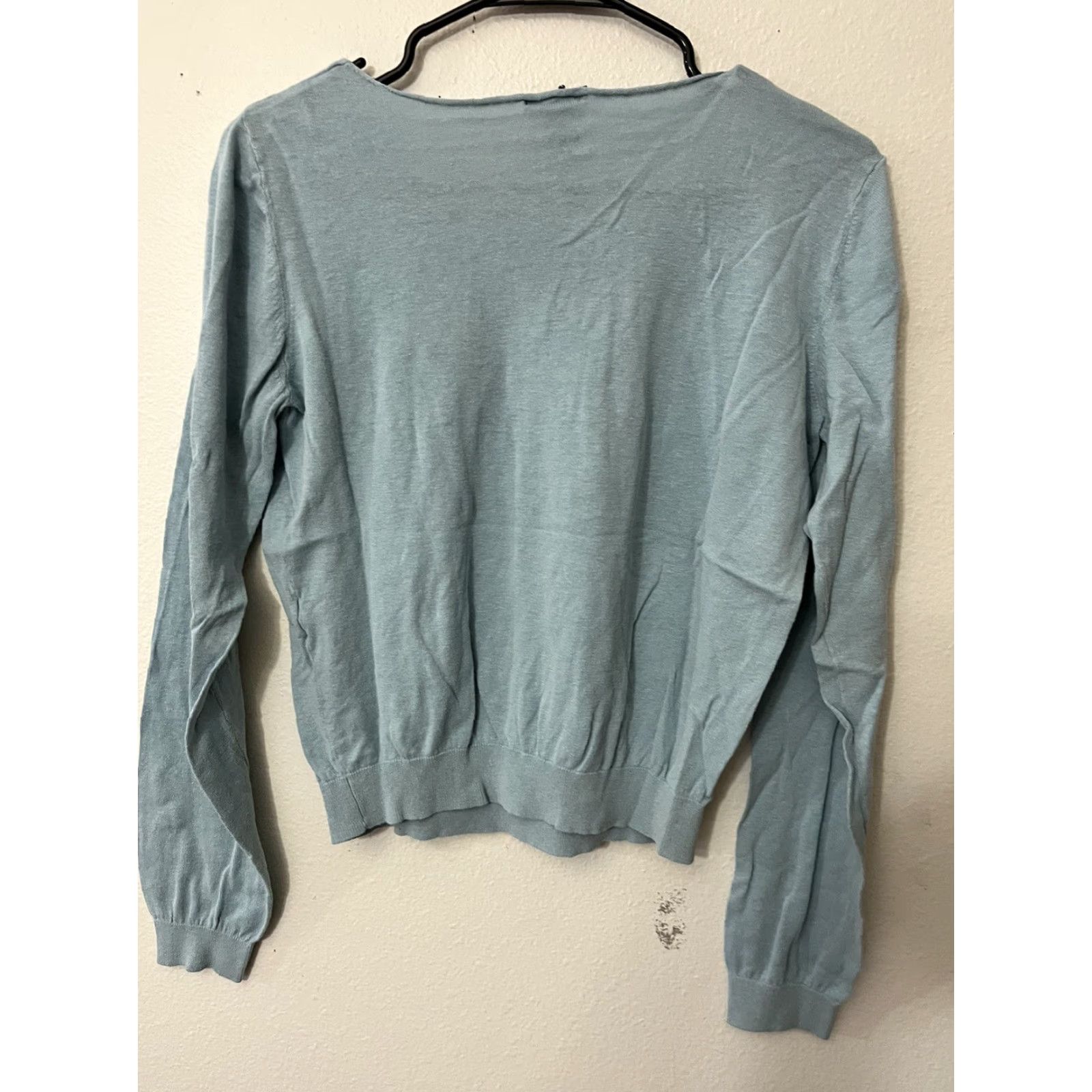 H&M VINTAGE H&M Shirt Women L Blue Basic Long Sleeve Slim Fit Cotton Blend T-Shirt 90s CONCERT? (But avoid adding unprovided details) Size L / US 10 / IT 46 - 3 Thumbnail
