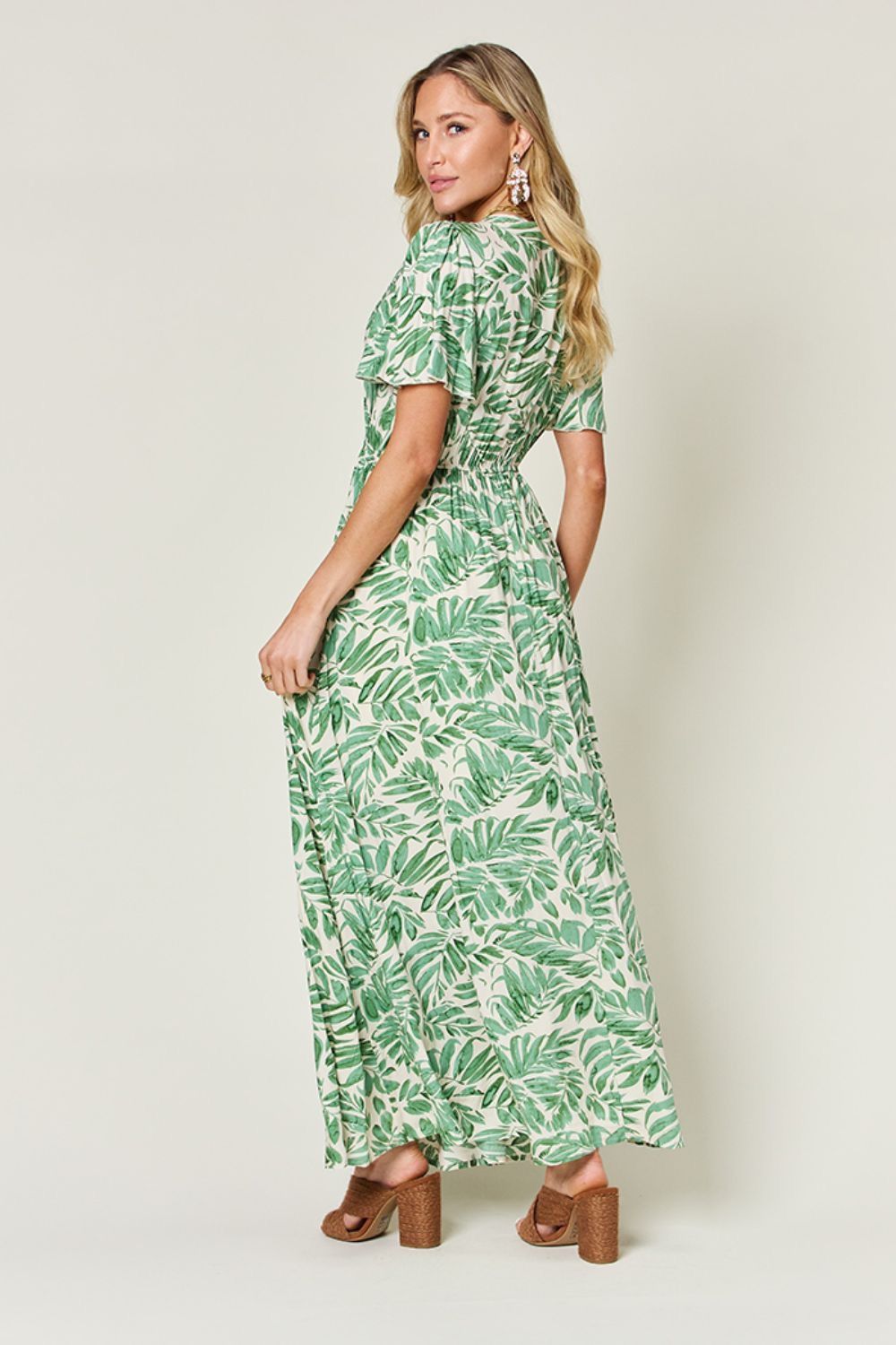 Other Double Take Full Size Printed Drawstring Short Sleeve Dress Size L / US 10 / IT 46 - 3 Thumbnail