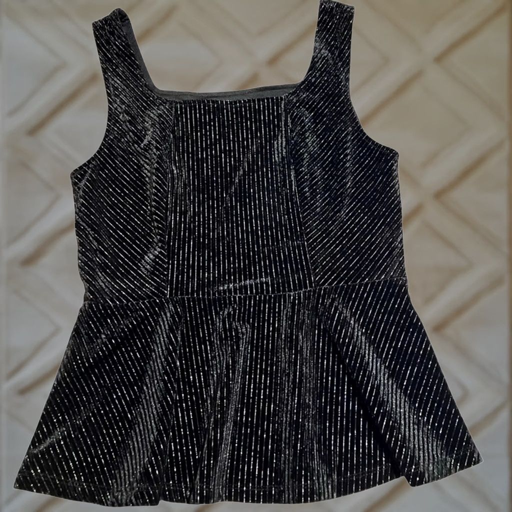 Vintage Altar'd State Velour Square Neck Sleeveless Peplum Top Black Gold Stripe Size M Size M / US 6-8 / IT 42-44 - 1 Thumbnail