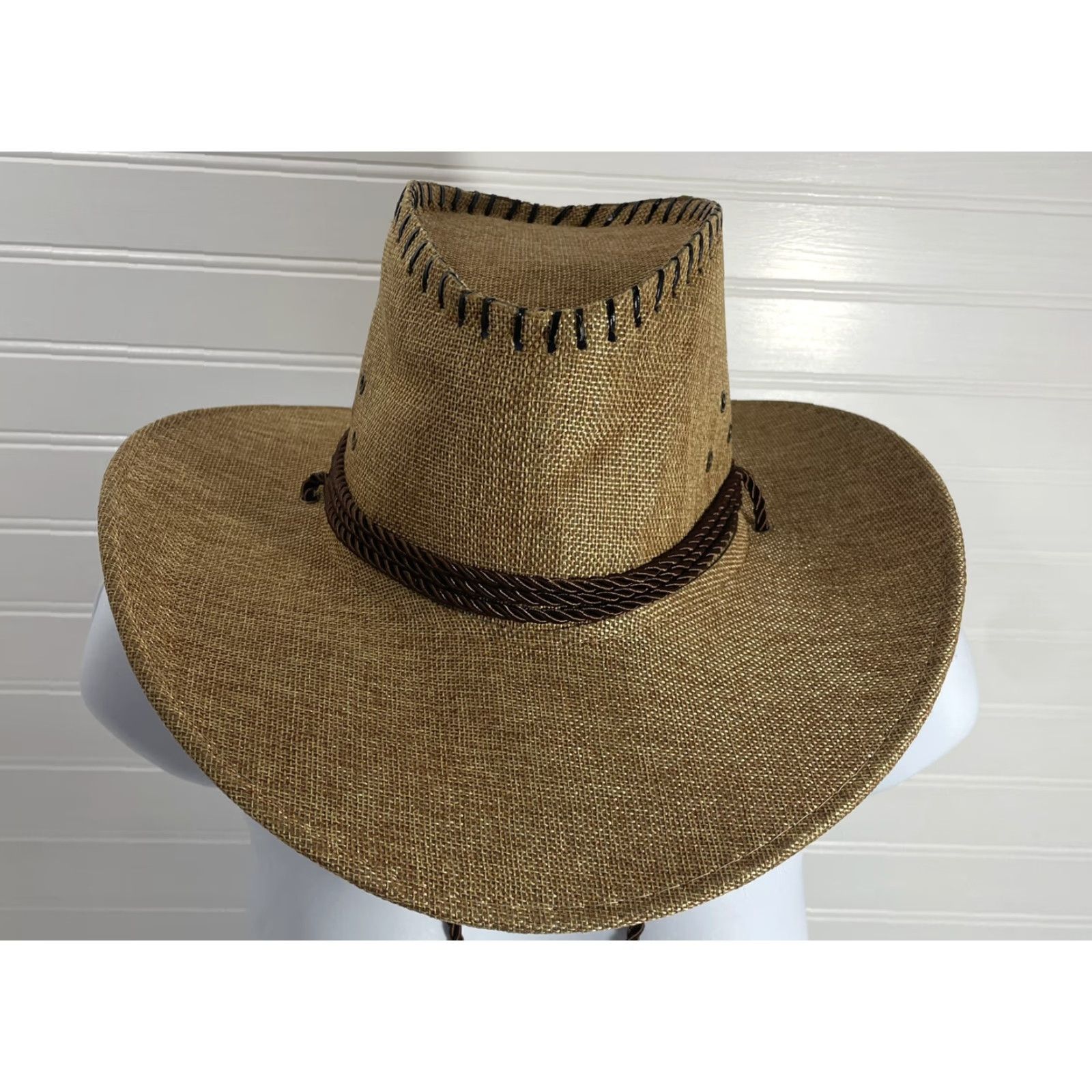 Vintage Womens Cowboy Hat Tweed Tan Adjustable Drawstring One Size Beige Casual Western 5 Panel Northwest (NWOT) New? Size ONE SIZE - 5 Thumbnail