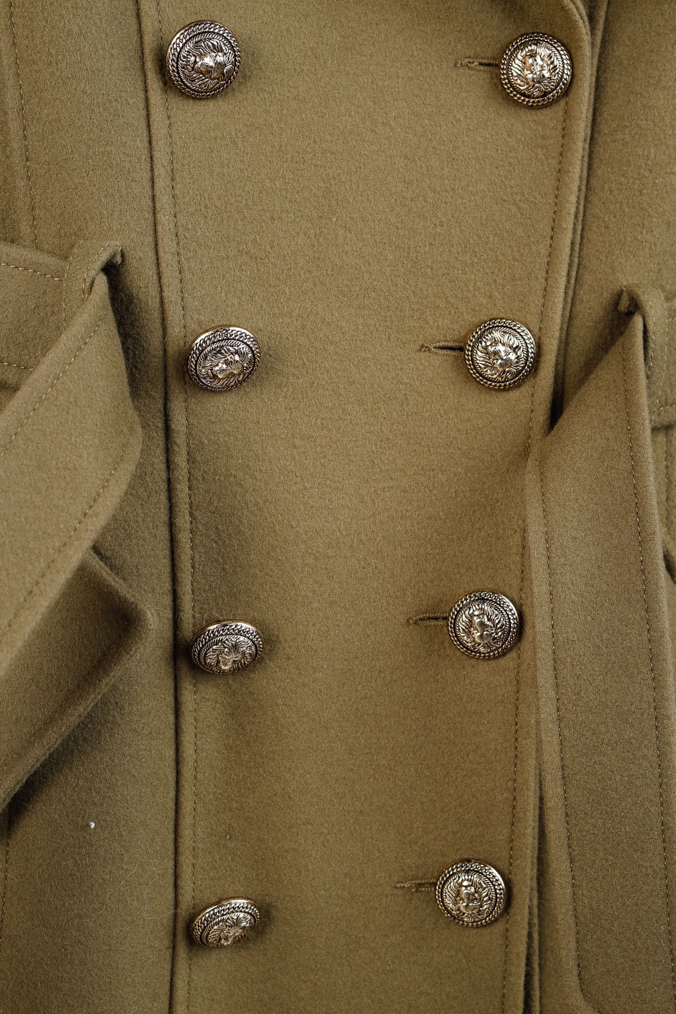 Balmain Balmain PF/14 Green Belted Double-Breasted Wool Trench Coat Size S / US 4 / IT 40 - 10 Thumbnail